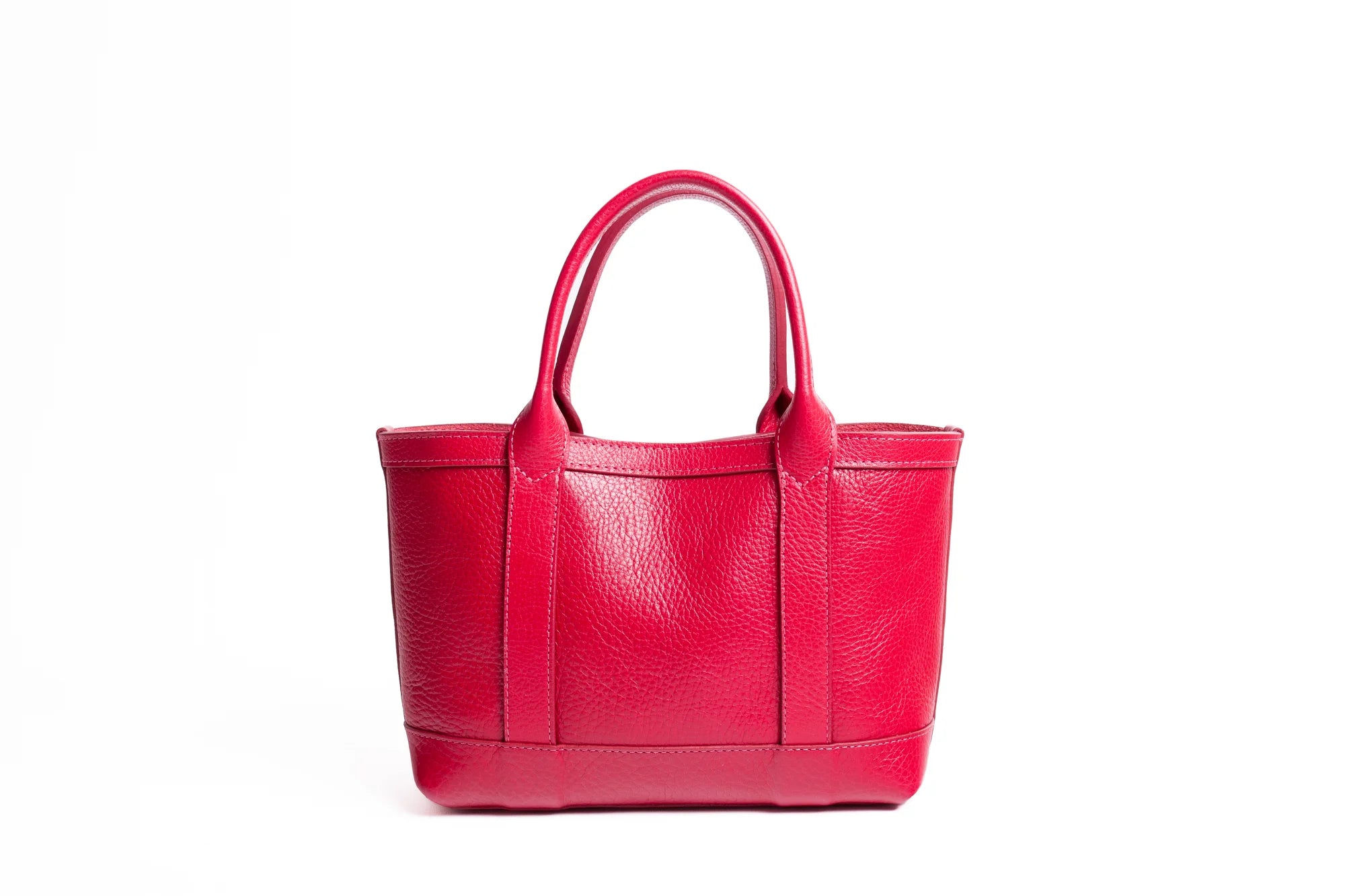 Leather Mini Tote with Pouch in Raspberry