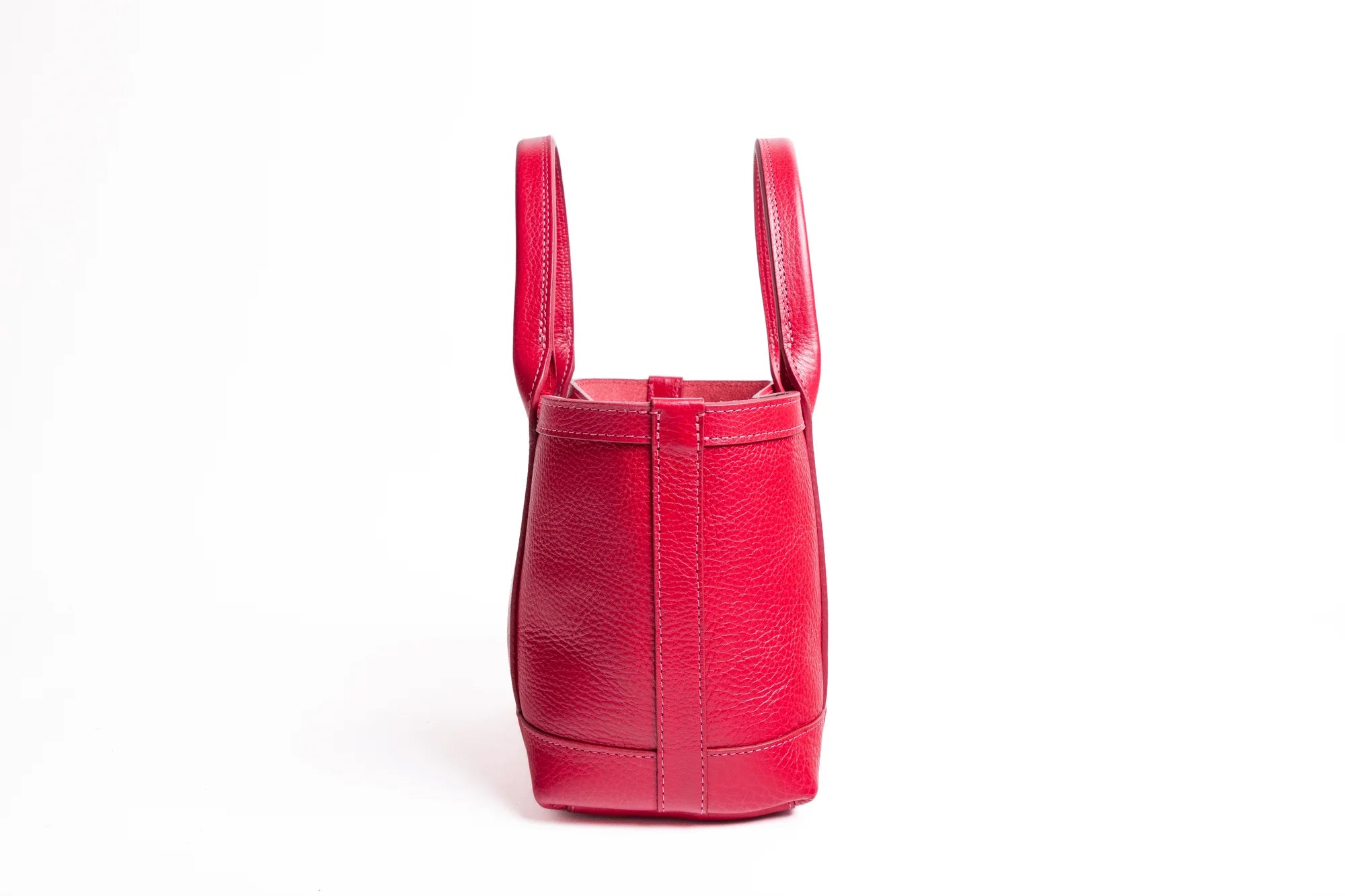 Leather Mini Tote with Pouch in Raspberry