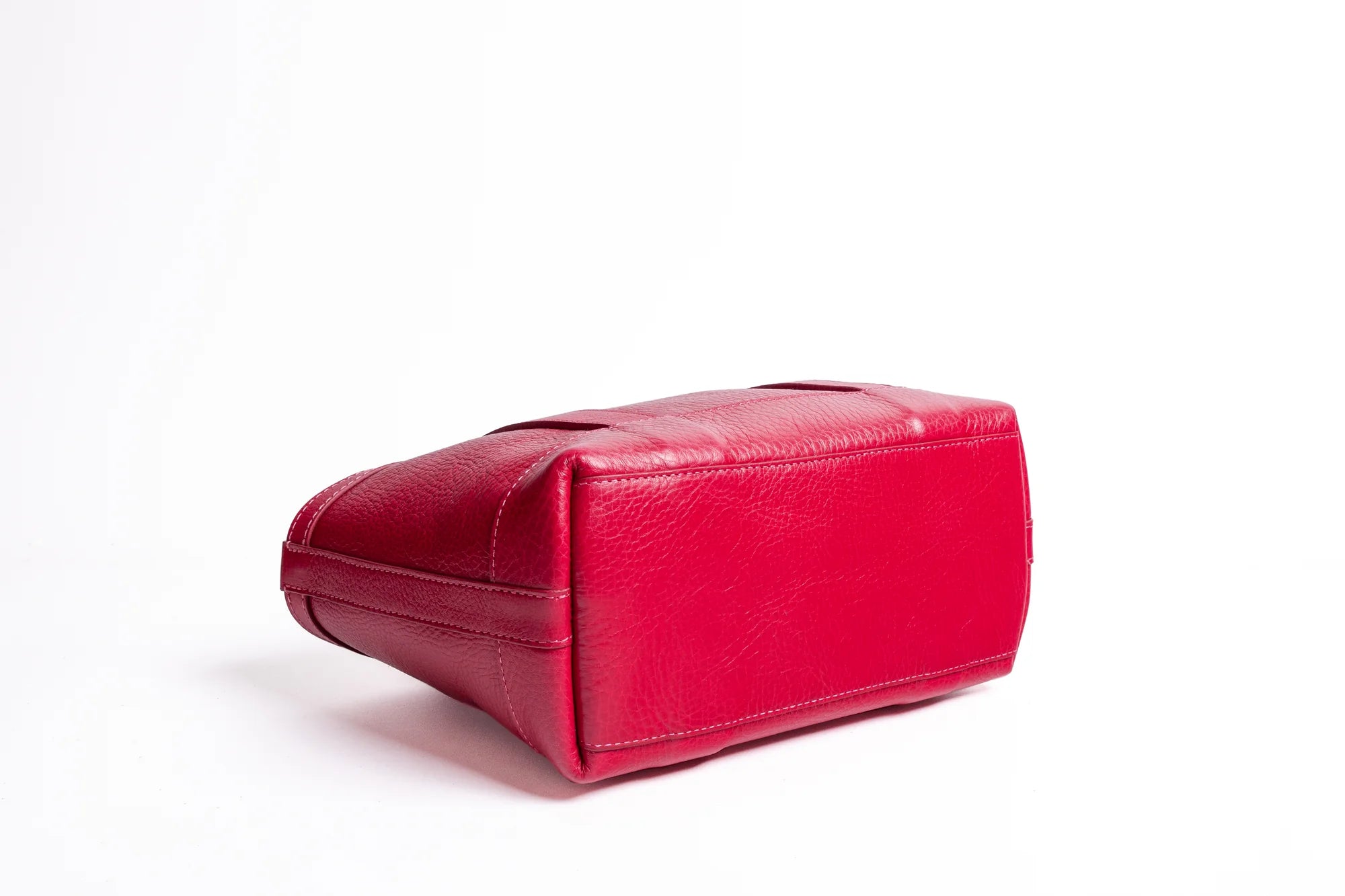 Leather Mini Tote with Pouch in Raspberry