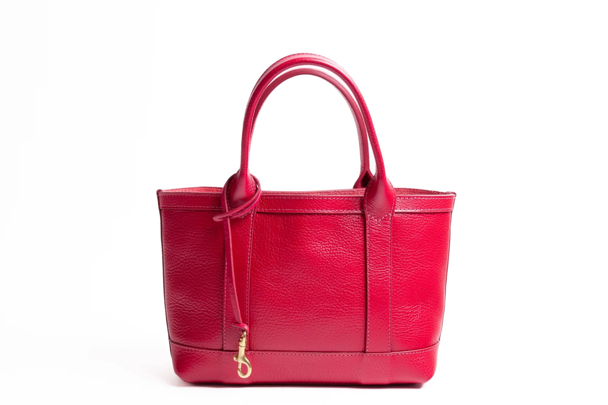 Leather Mini Tote with Pouch in Raspberry