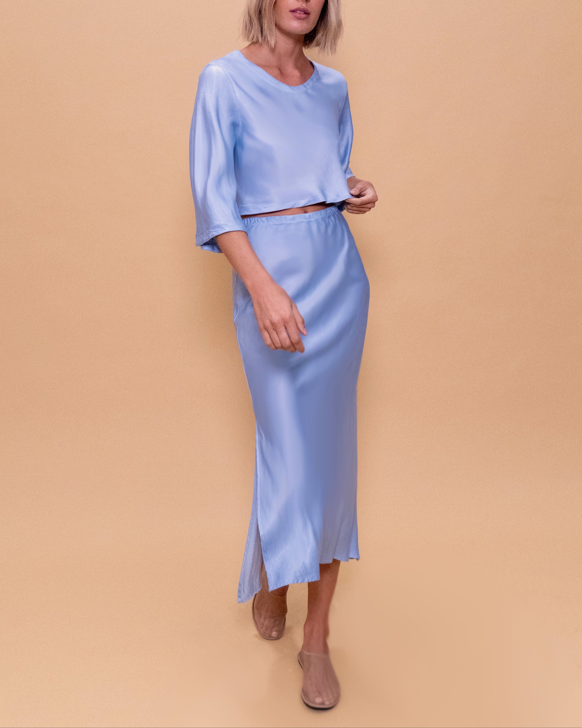 Slip Skirt in Sky Blue