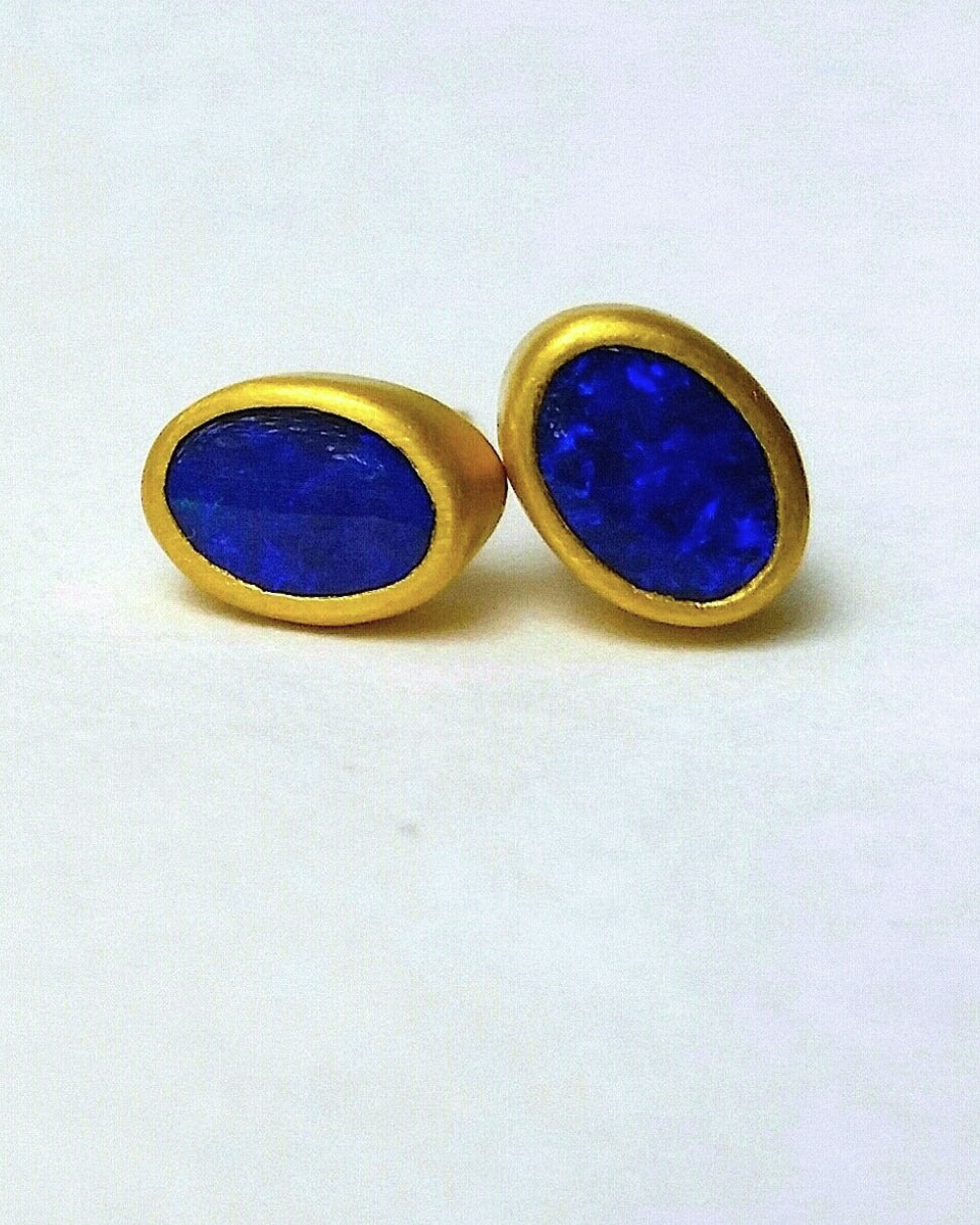 “Mutability VII”  Gold and Australian Boulder Opal Studs