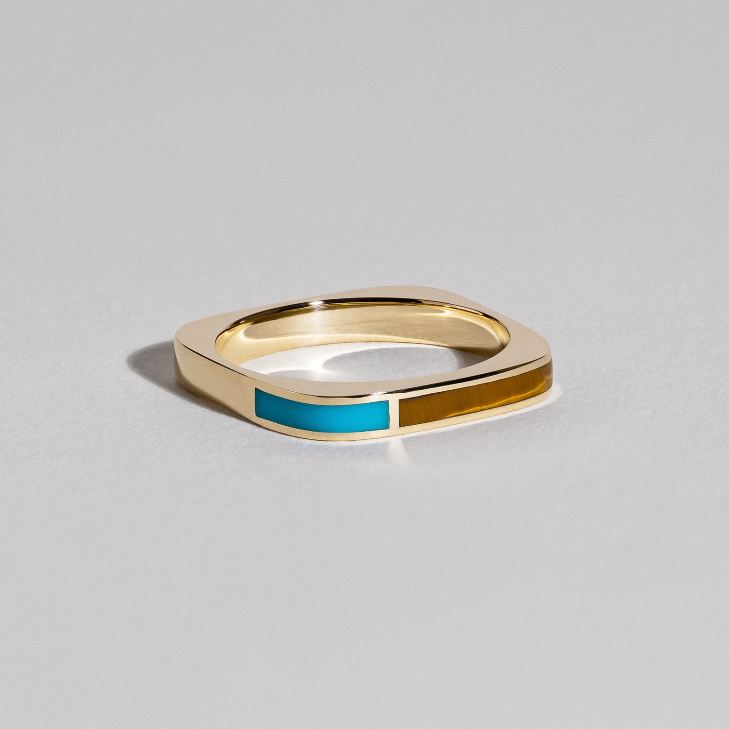 Kvadrat Tiger's Eye & Turquoise Ring
