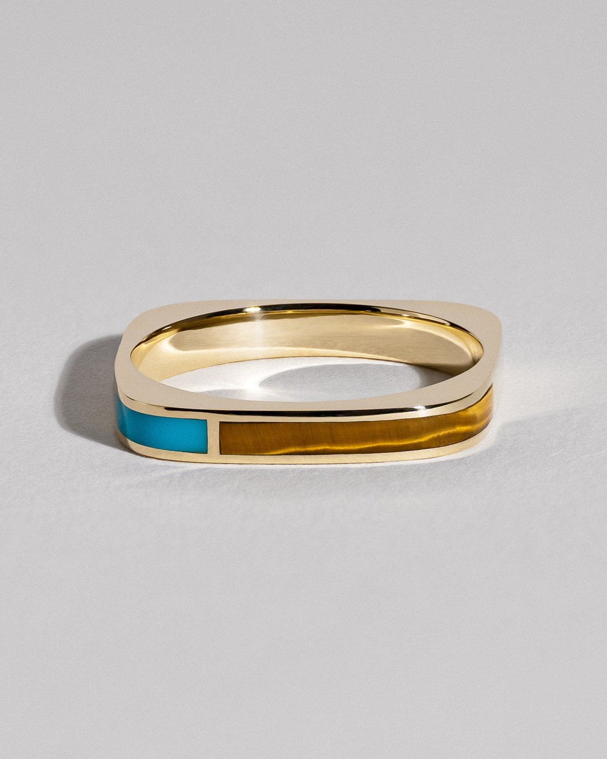 Kvadrat Tiger's Eye & Turquoise Ring