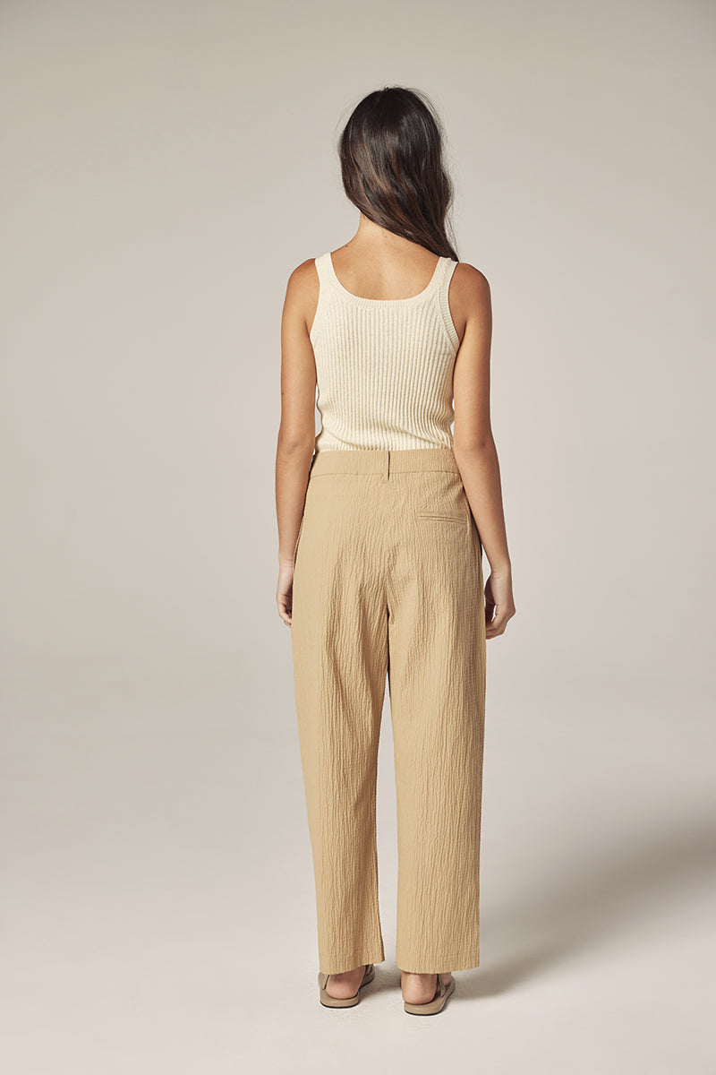 Simple Pleat Pants in Tan