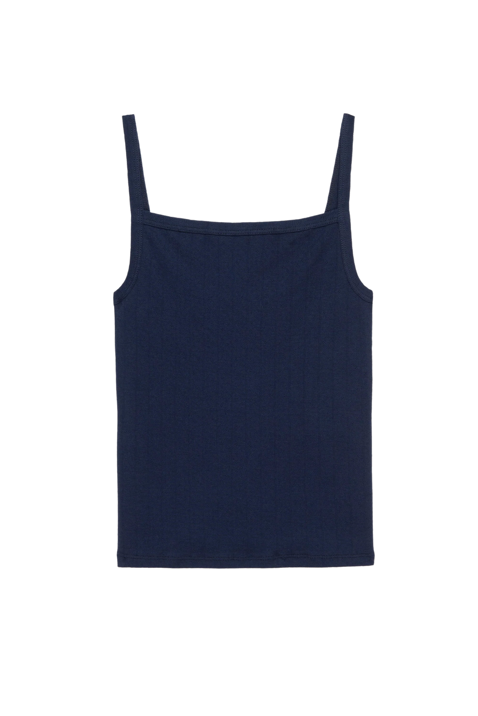 The Pointelle Square Neck Tank in Navy