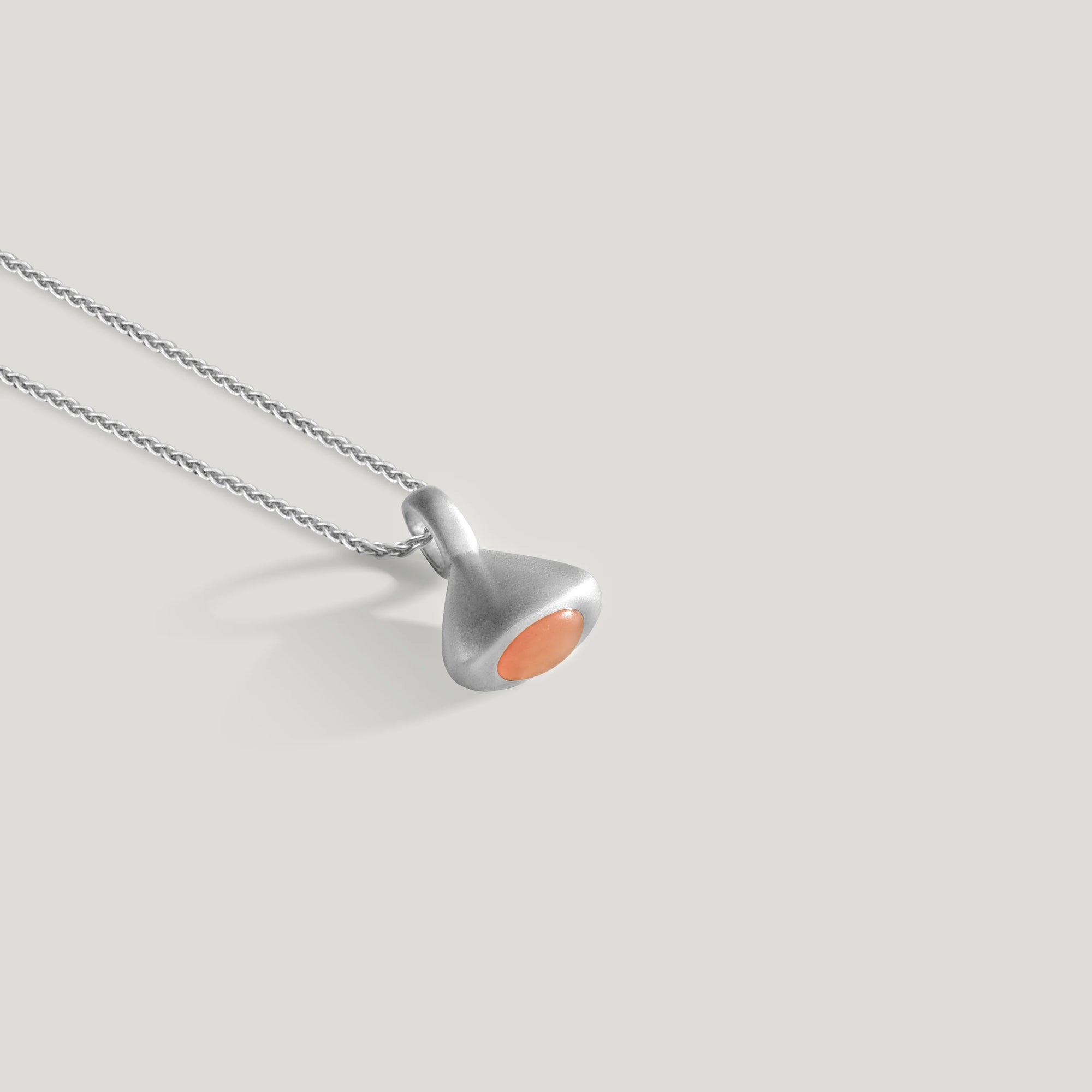 Pendulum Charm No.3 in Sterling Silver and Peach Moonstone