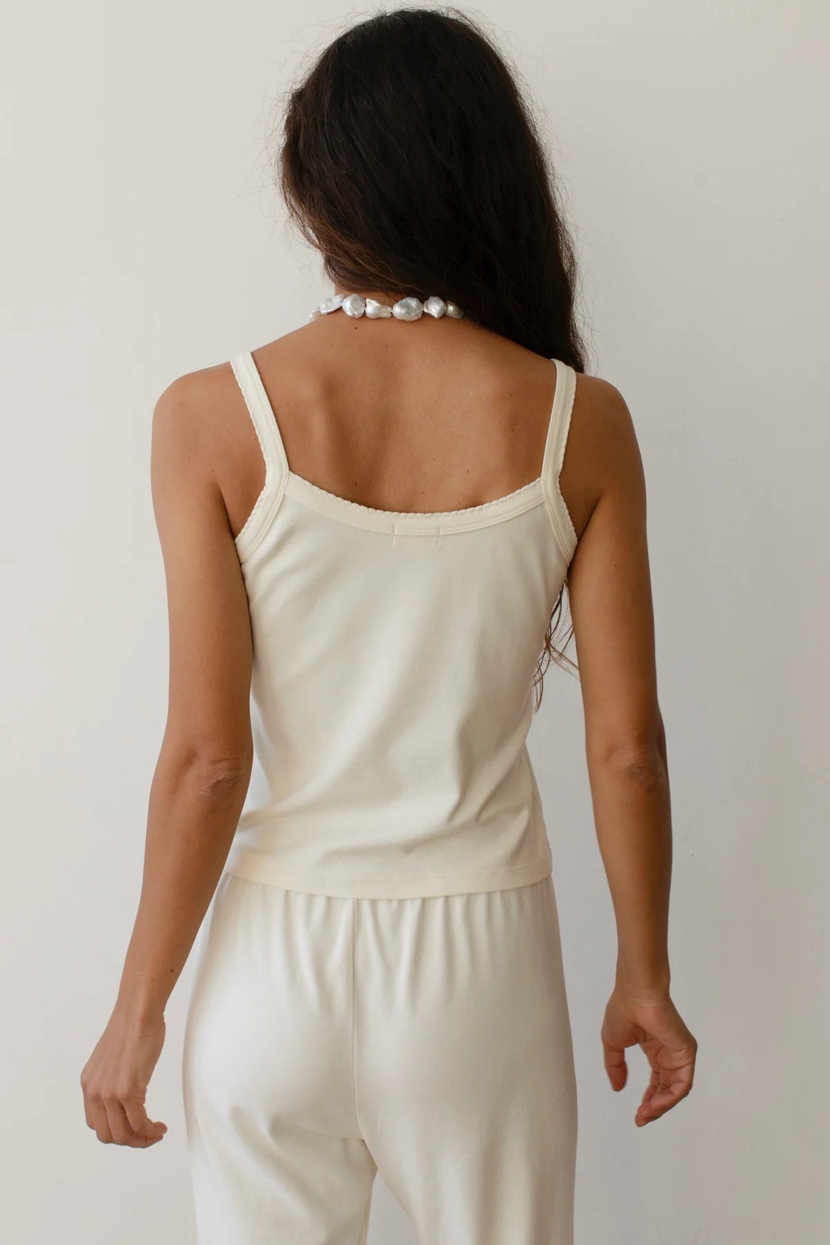 The Baby Rib Scallop Tank in Creme