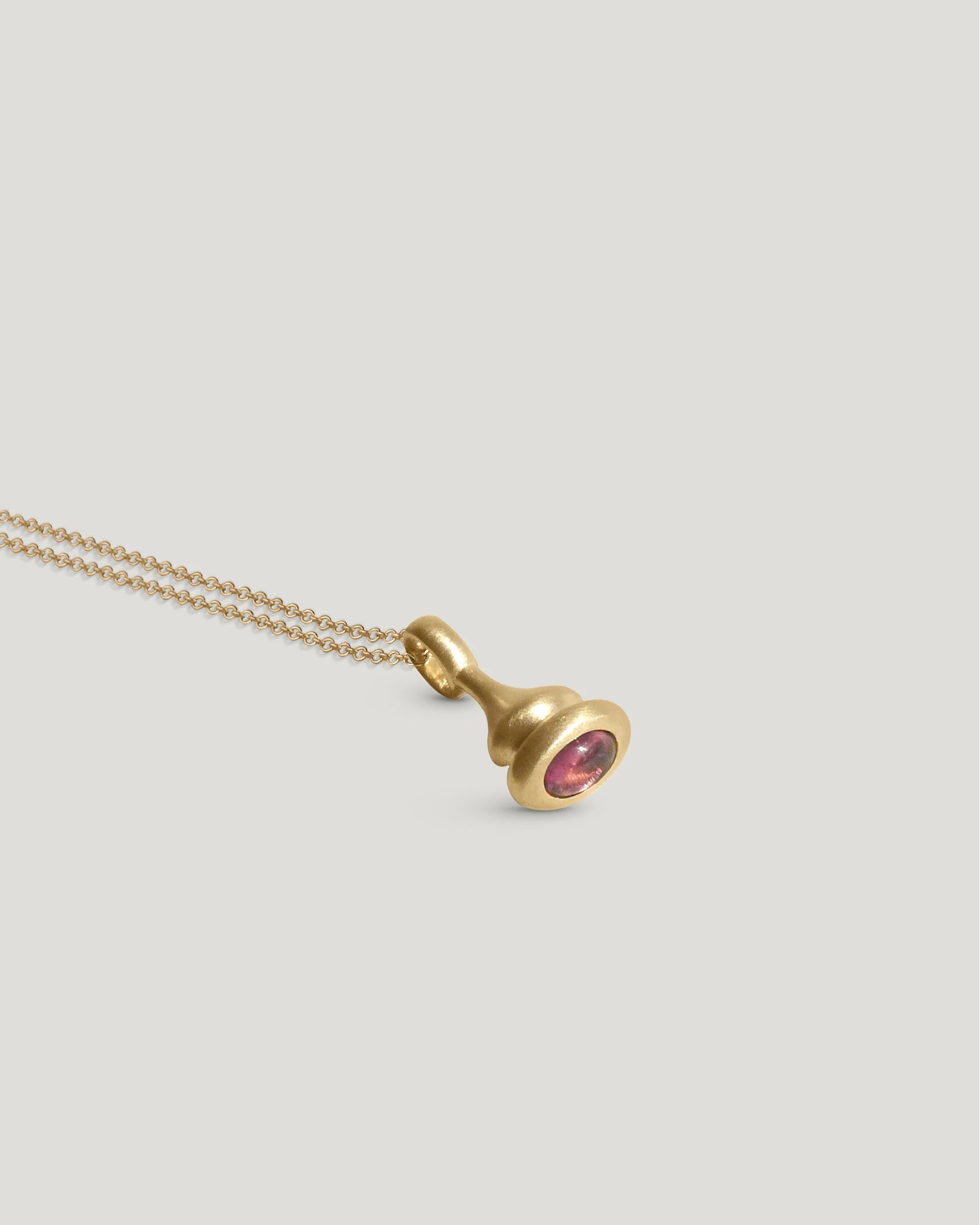 Pendulum Charm No.6 in 10k Gold and Pink Tourmaline