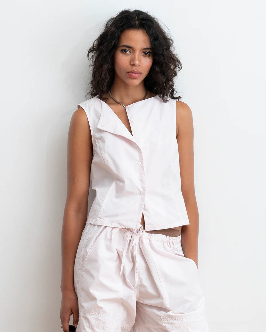 Hannah Cropped Tie Vest in Primrose