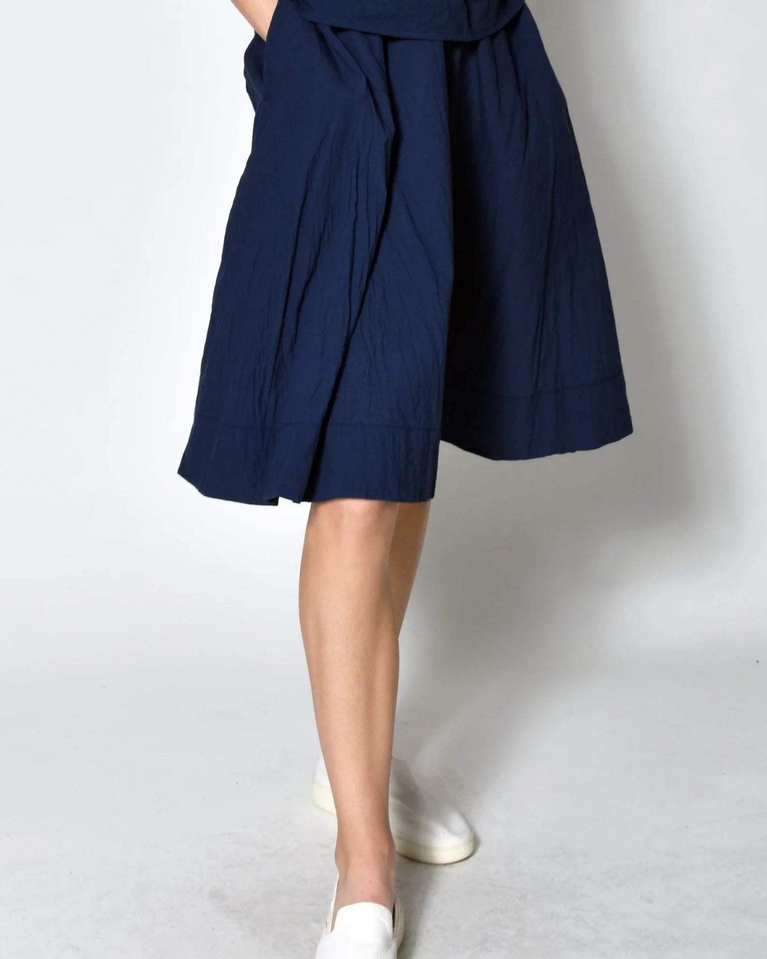 Fine Cotton Skirt in Navy