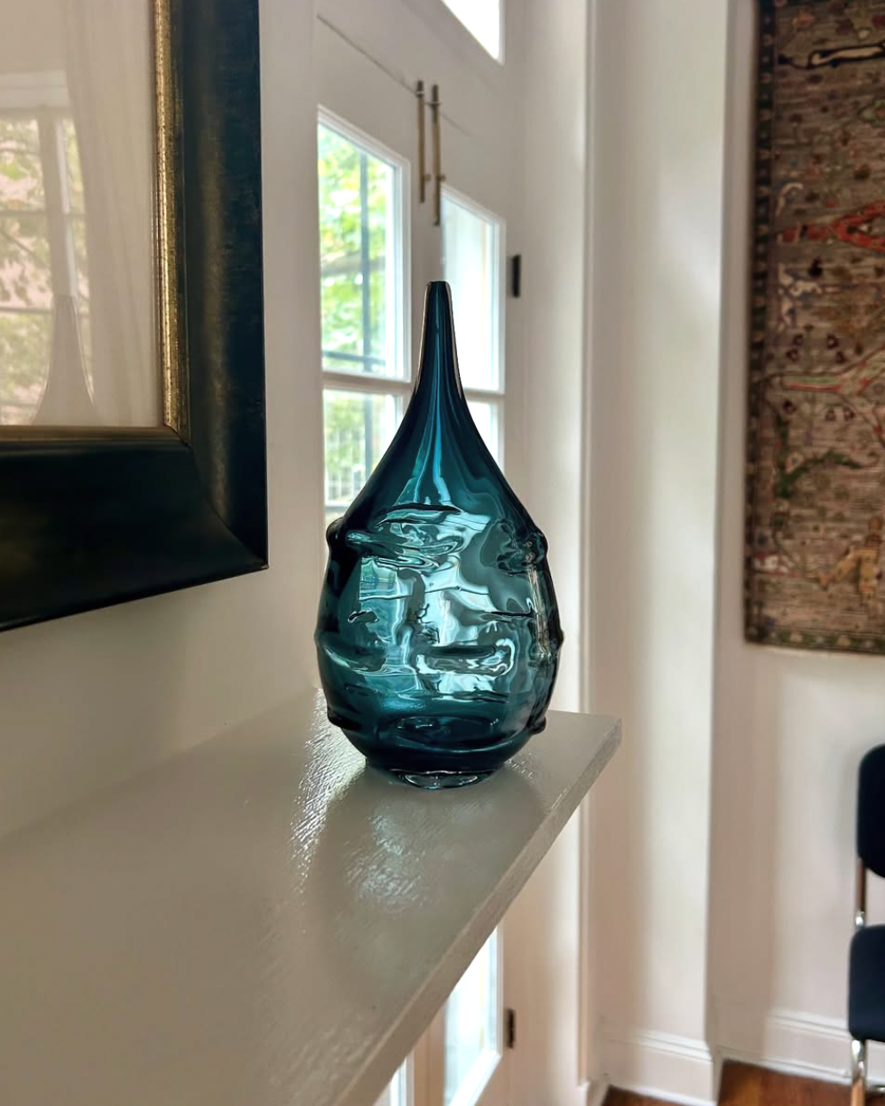 Textured Tear Drop Vase in Steel Blue