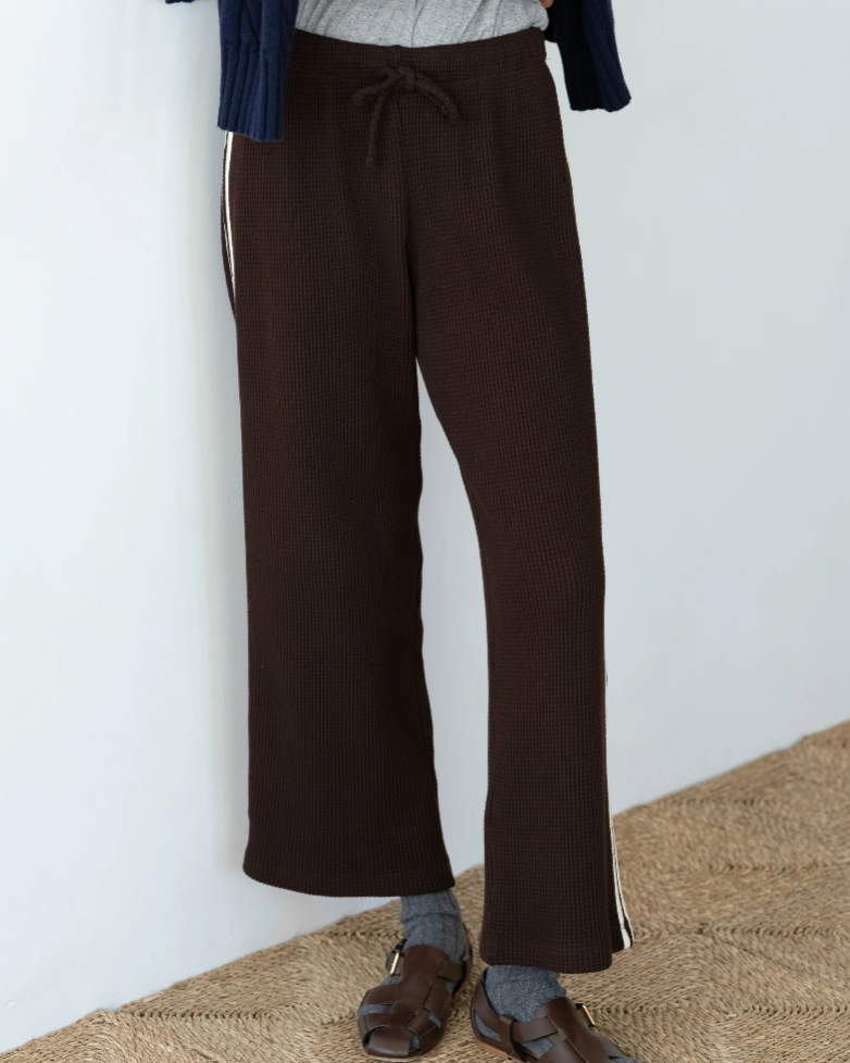 The Thermal Crop Stripe Pant in Espresso