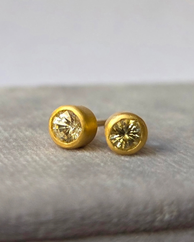 “Silver Bullet VIII” Gold and Fancy Yellow Sapphire Studs