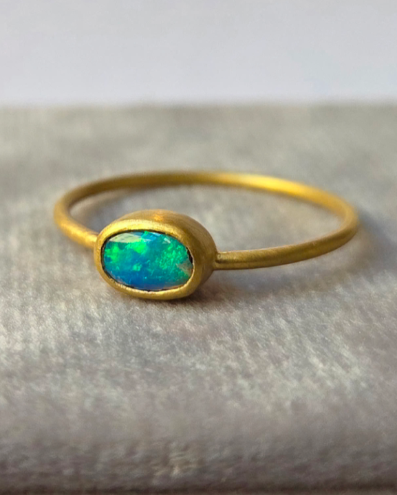 “Another Prismatic Mood XVI” Gold and Australian Lightning Ridge Opal