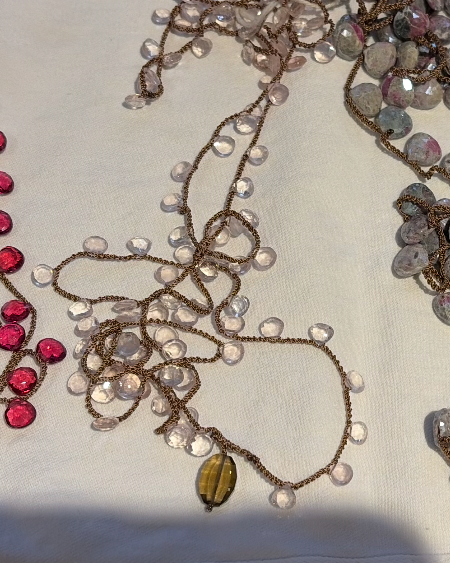 Hand Crochet Rose Quartz Necklace