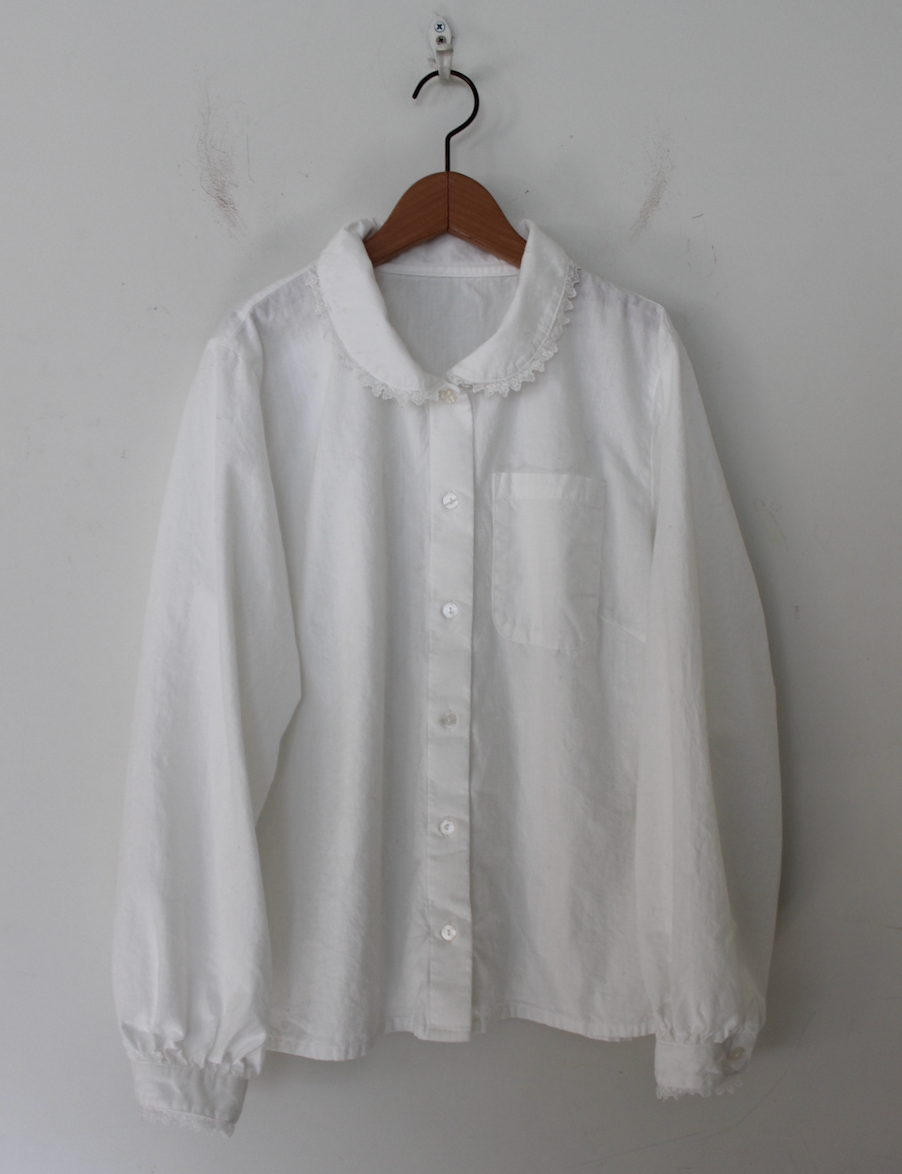 Margaret Chambray and Lace Shirt in White
