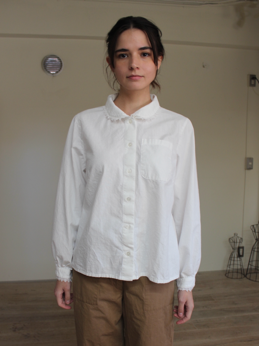 Margaret Chambray and Lace Shirt in White