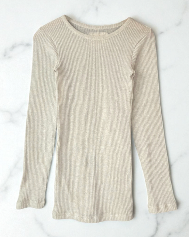 Gauze Rib Crew in Oat, Black, Heather Grey, Charcoal