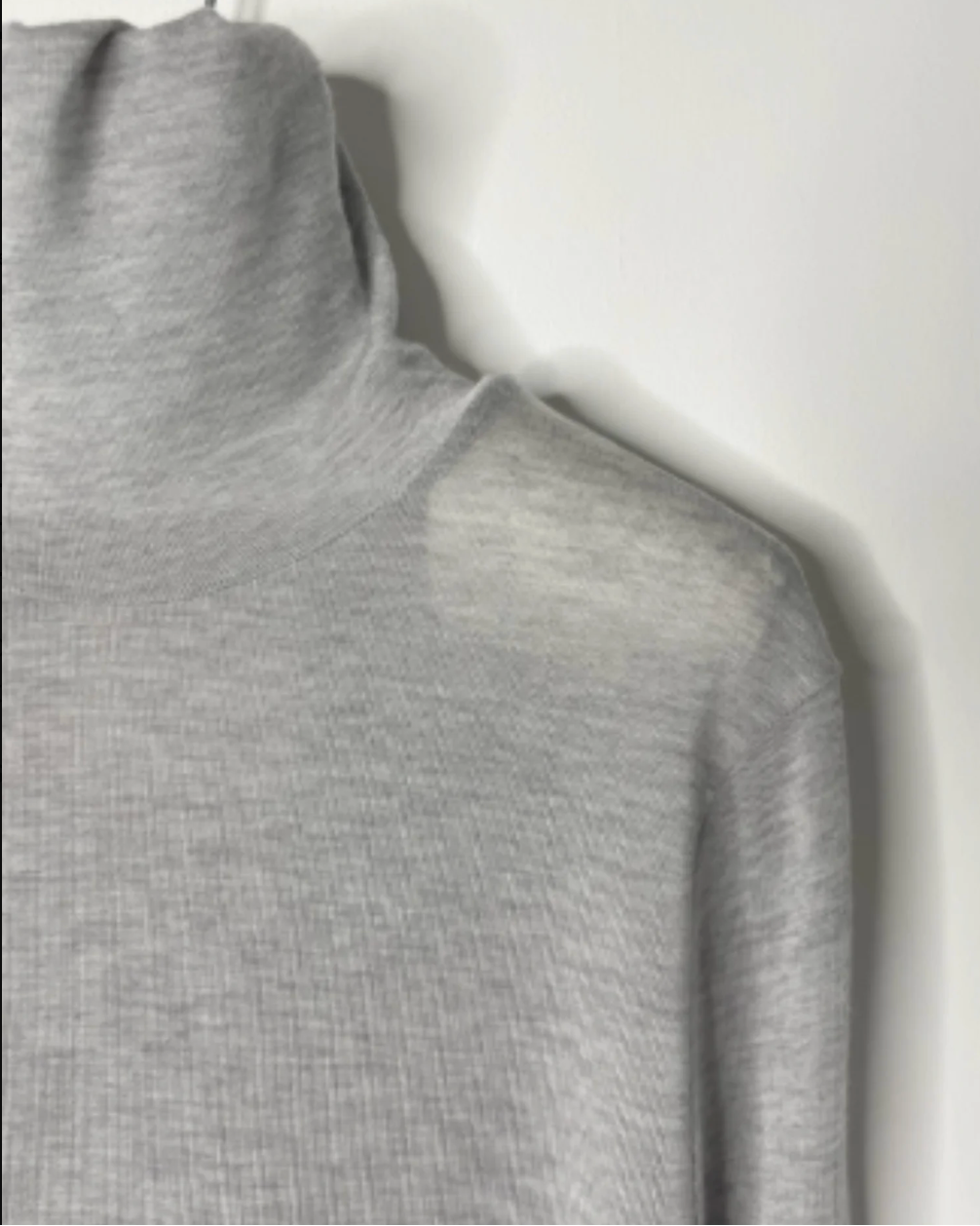 Cashmere Silk Jersey Turtleneck in White, Grey, Navy