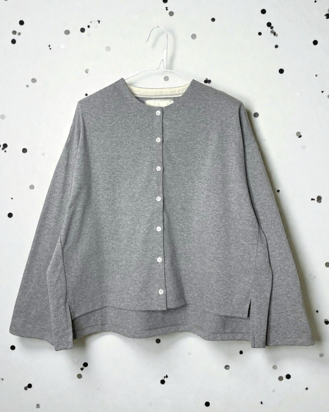 Vintage Heavy Jersey Cardigan in Heather Grey