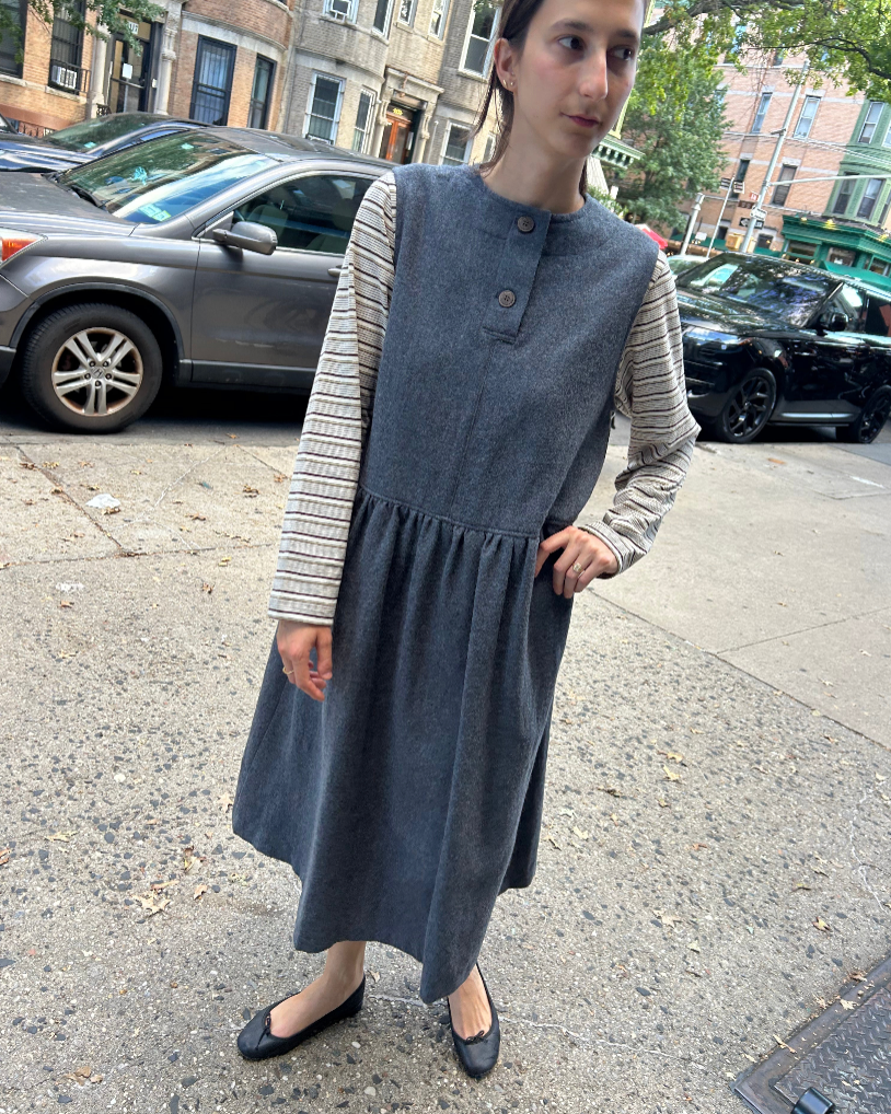 Refined Twill Dress in Grey