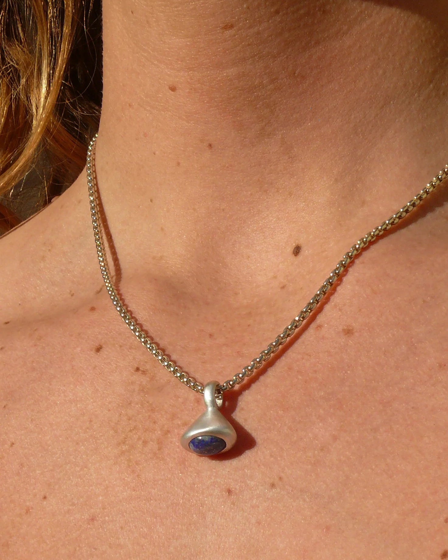 Pendulum Charm No.3 in Sterling Silver and Lapis