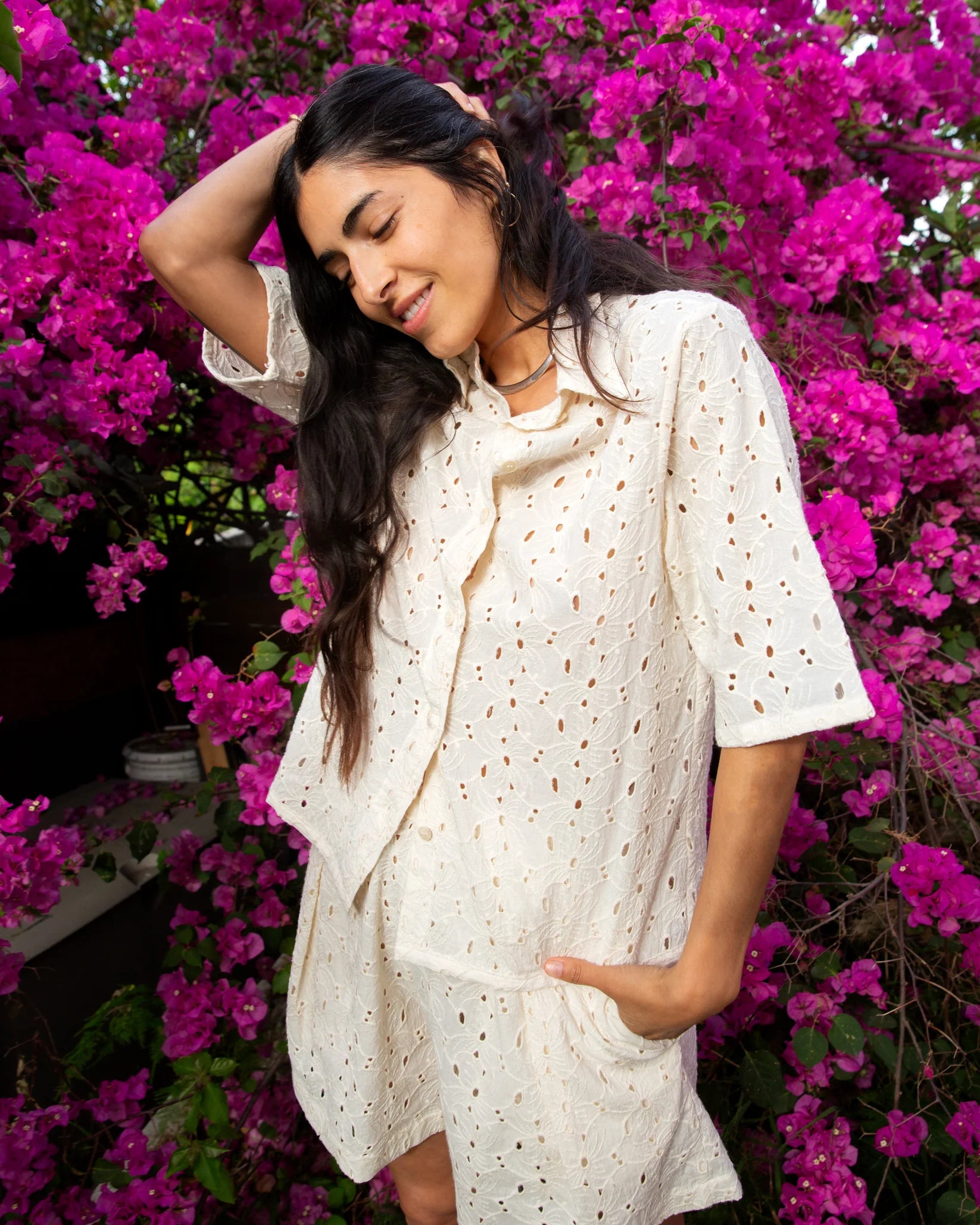 Sisal Shirt in Ecru Flower