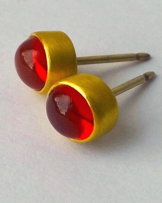 "Spain IV" Gold and Mexican Fire Opal Studs