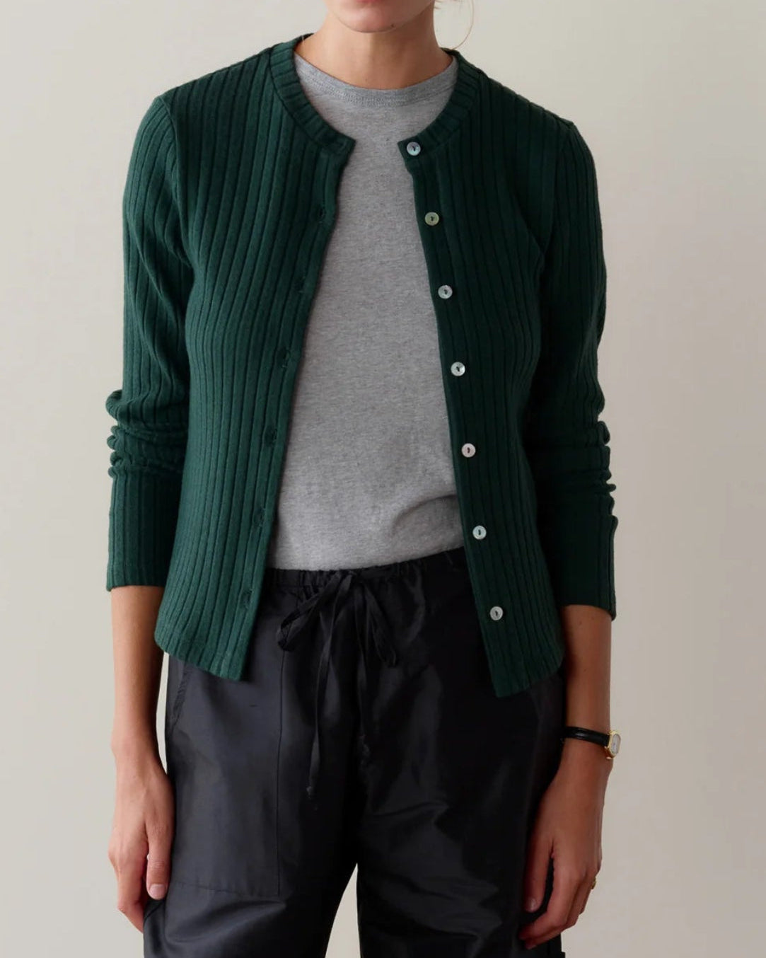 The Sweater Rib Cardigan in Fir