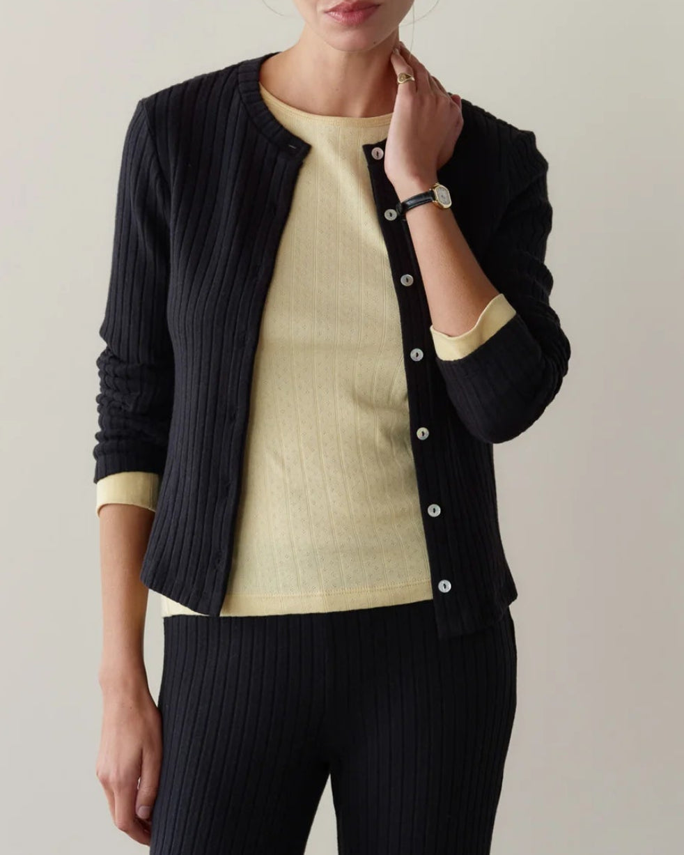 The Sweater Rib Cardigan in Jet