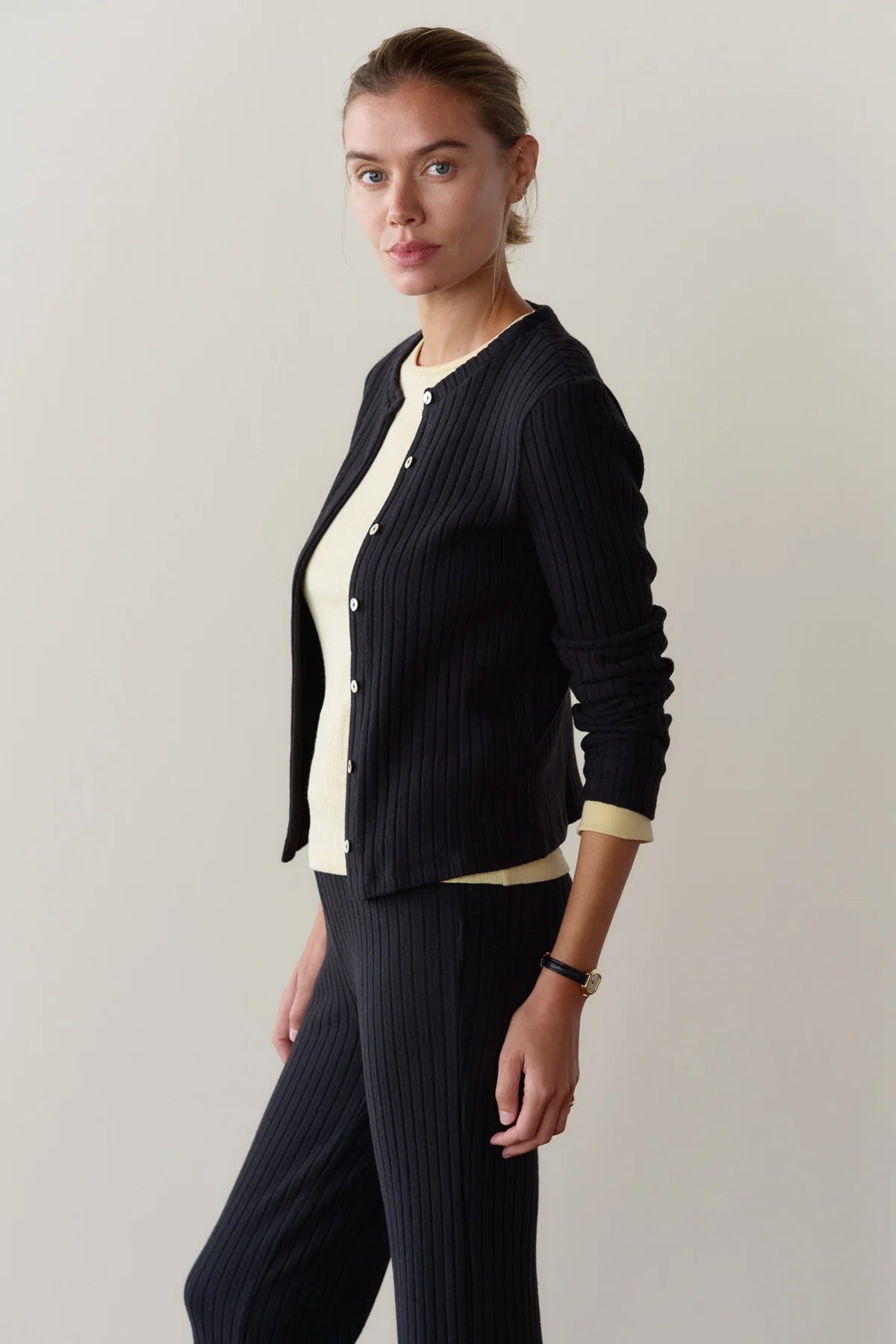 The Sweater Rib Cardigan in Jet