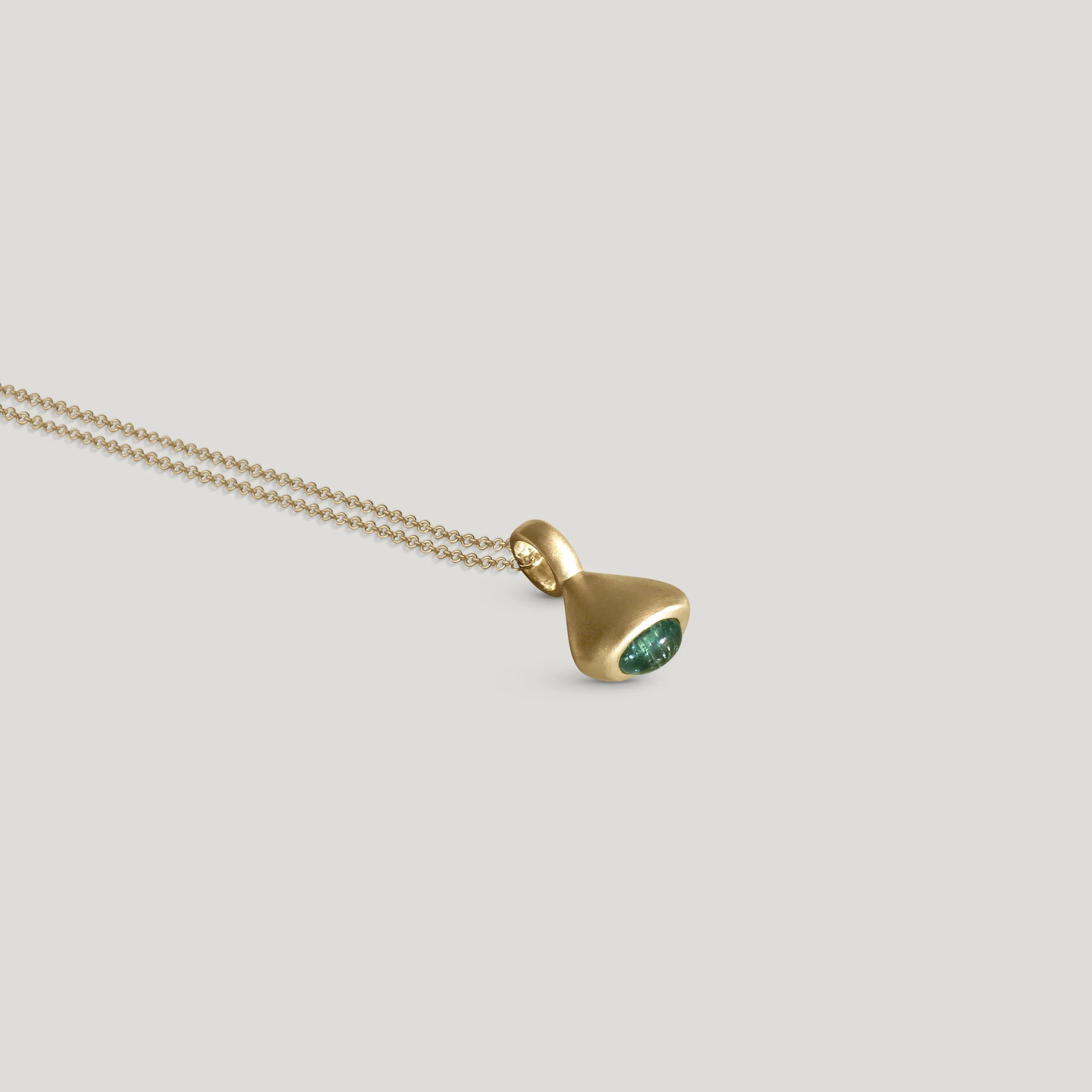 Pendulum Charm No.3 in 10k Gold and Teal Tourmaline