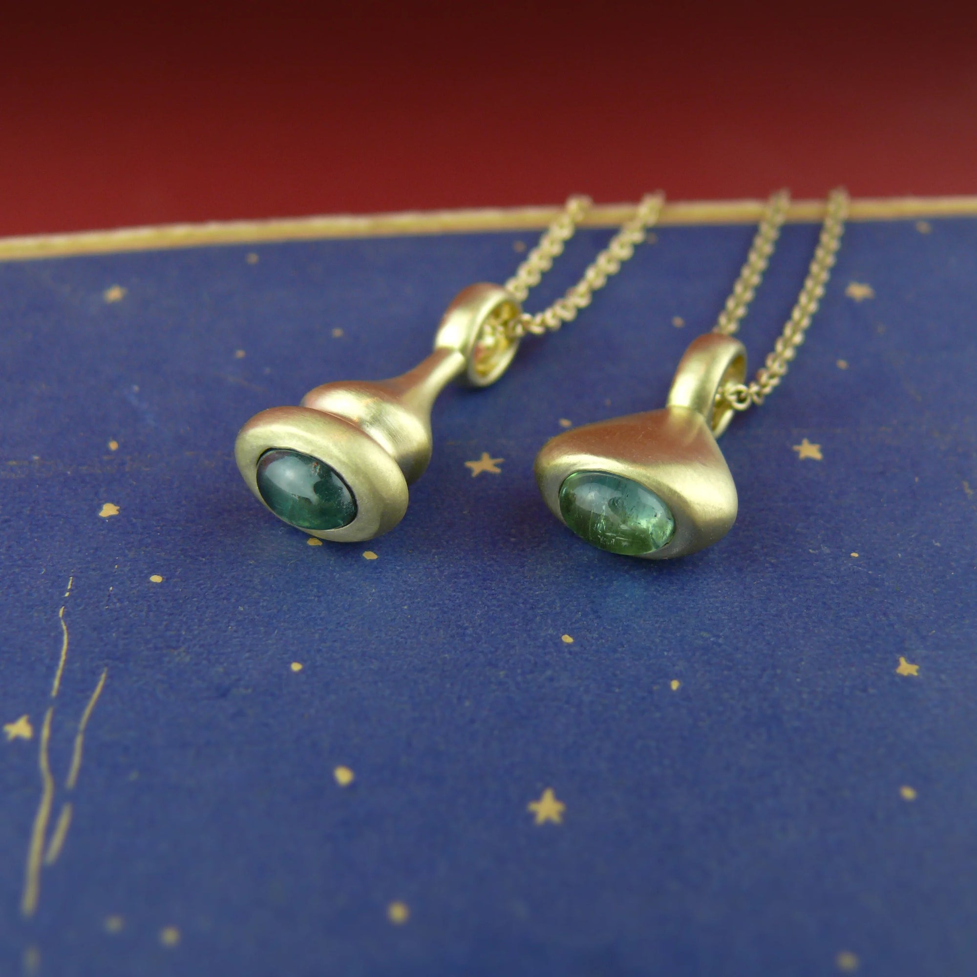 Pendulum Charm No.3 in 10k Gold and Teal Tourmaline