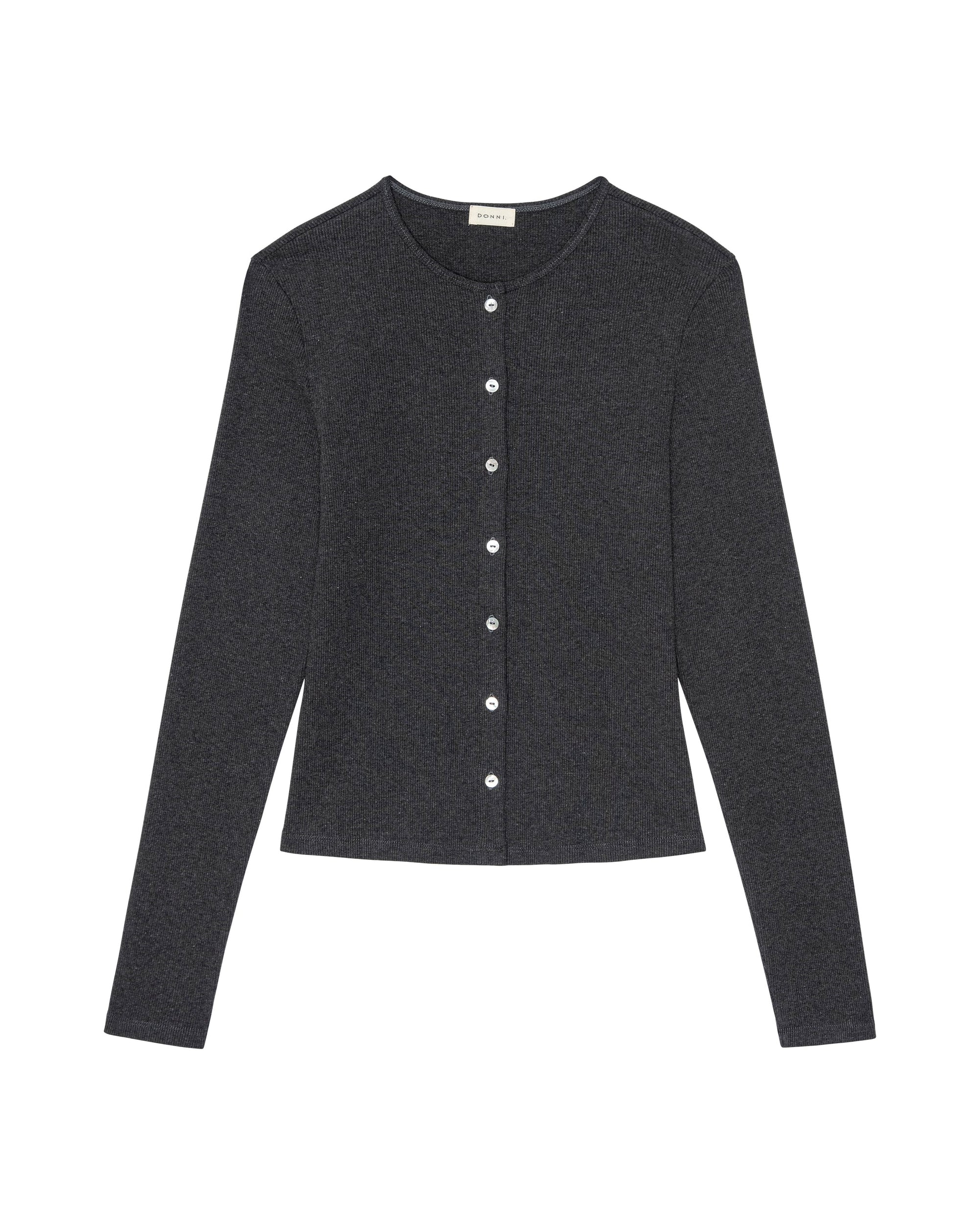 The Sweater Rib Cardigan in Charcoal