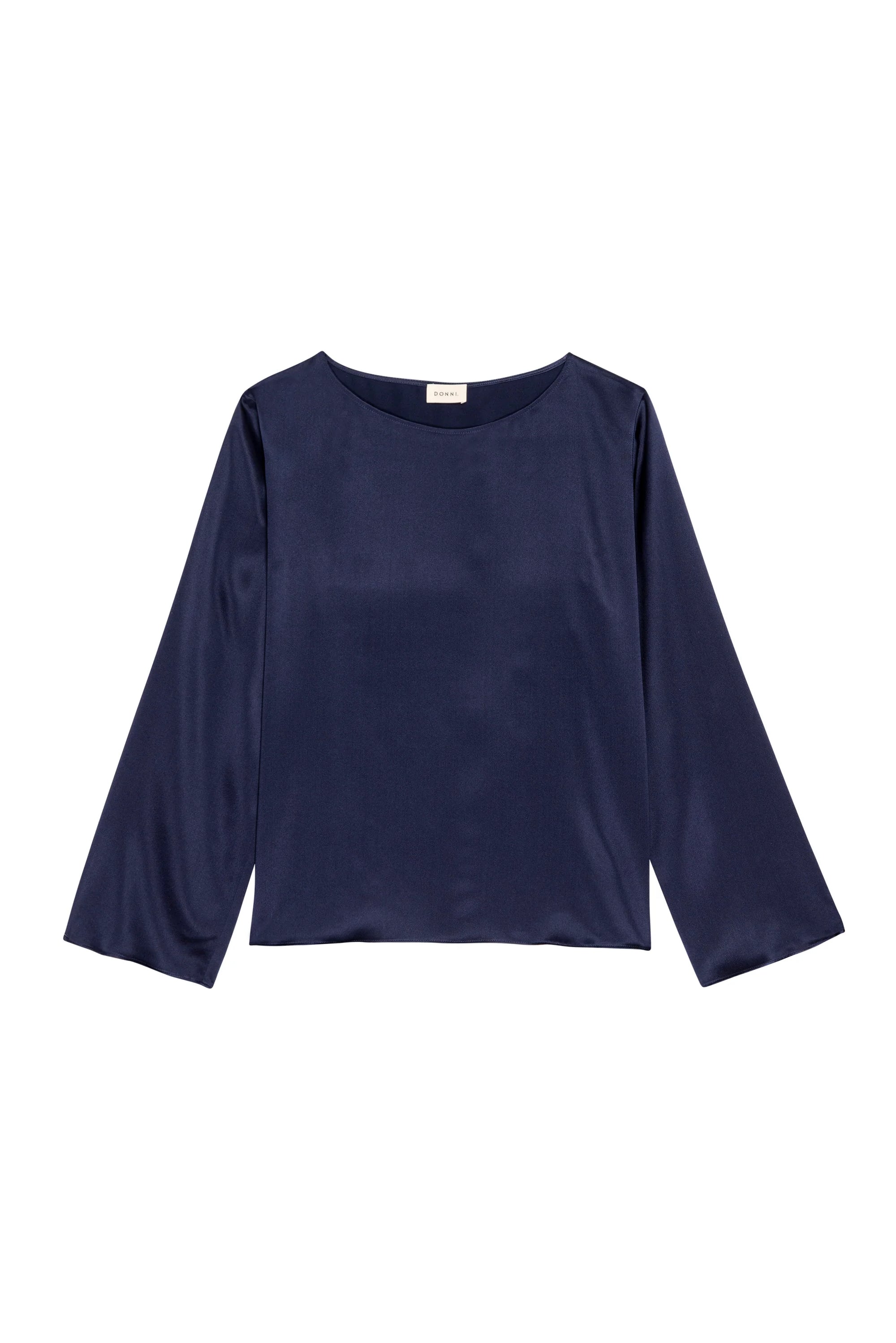 The Silk Bell Long Sleeve Top in Navy