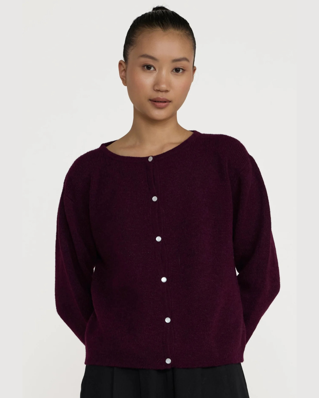 Classic Cardigan in Berry