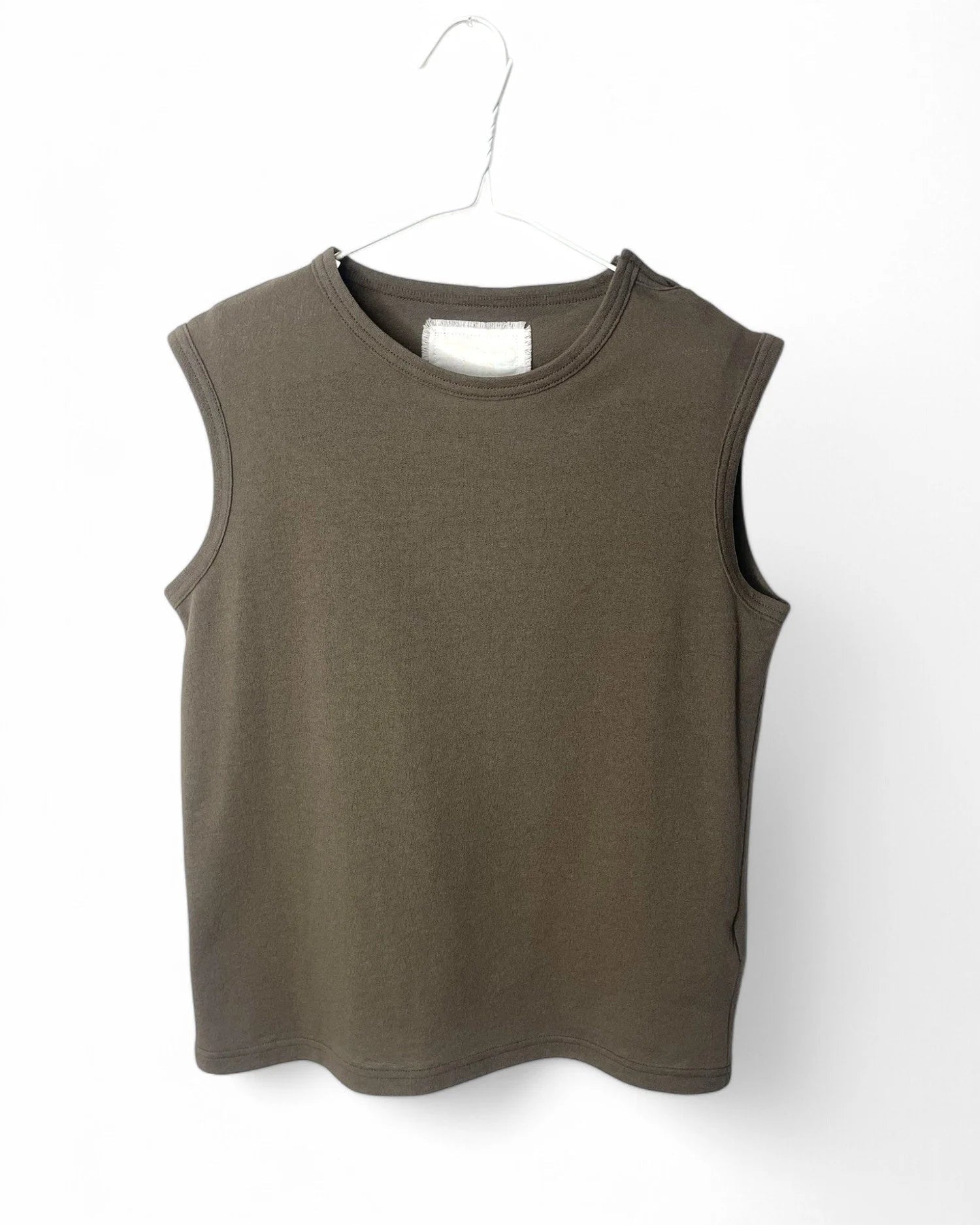 Cotton Crepe Tank in Sand Khaki