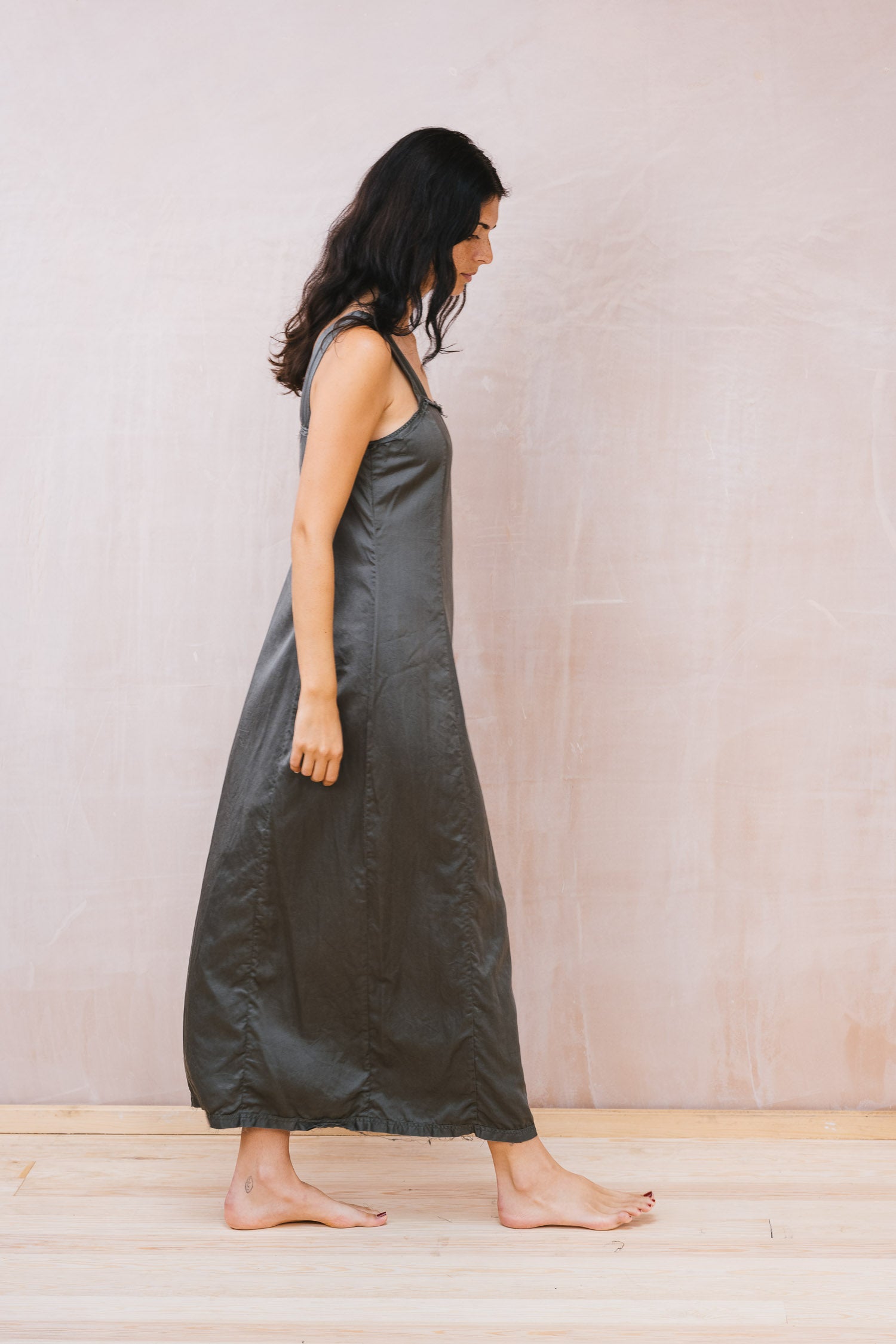 Wide Strap Dress in Gunmetal