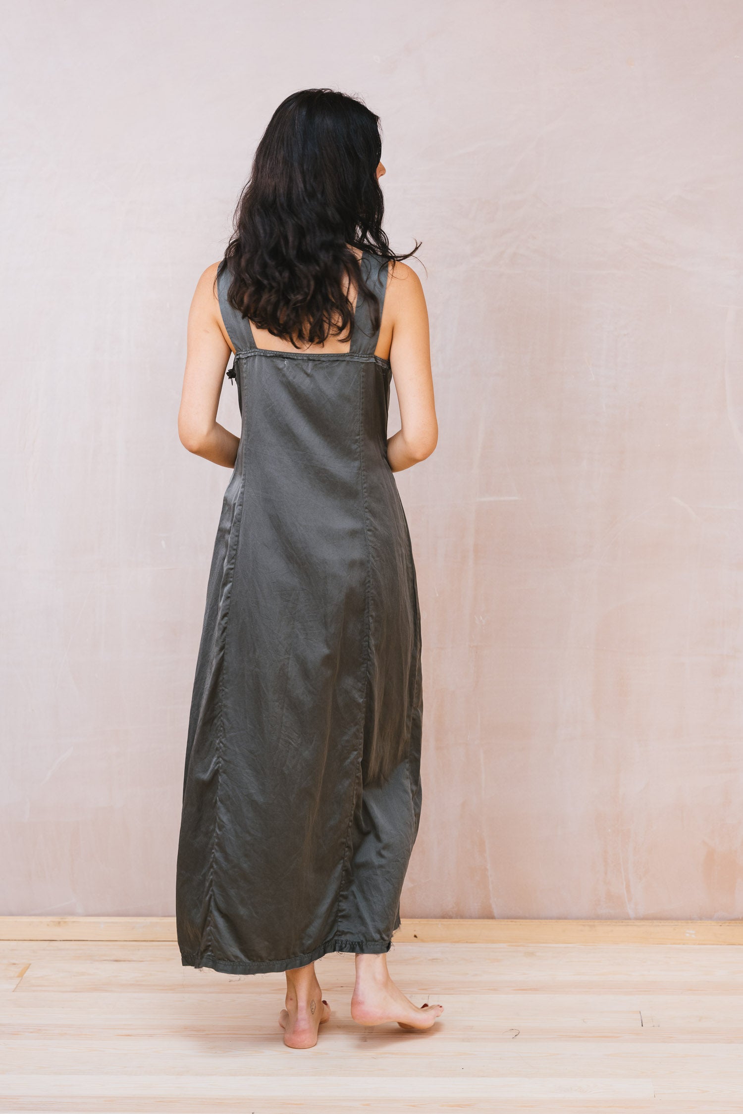 Wide Strap Dress in Gunmetal