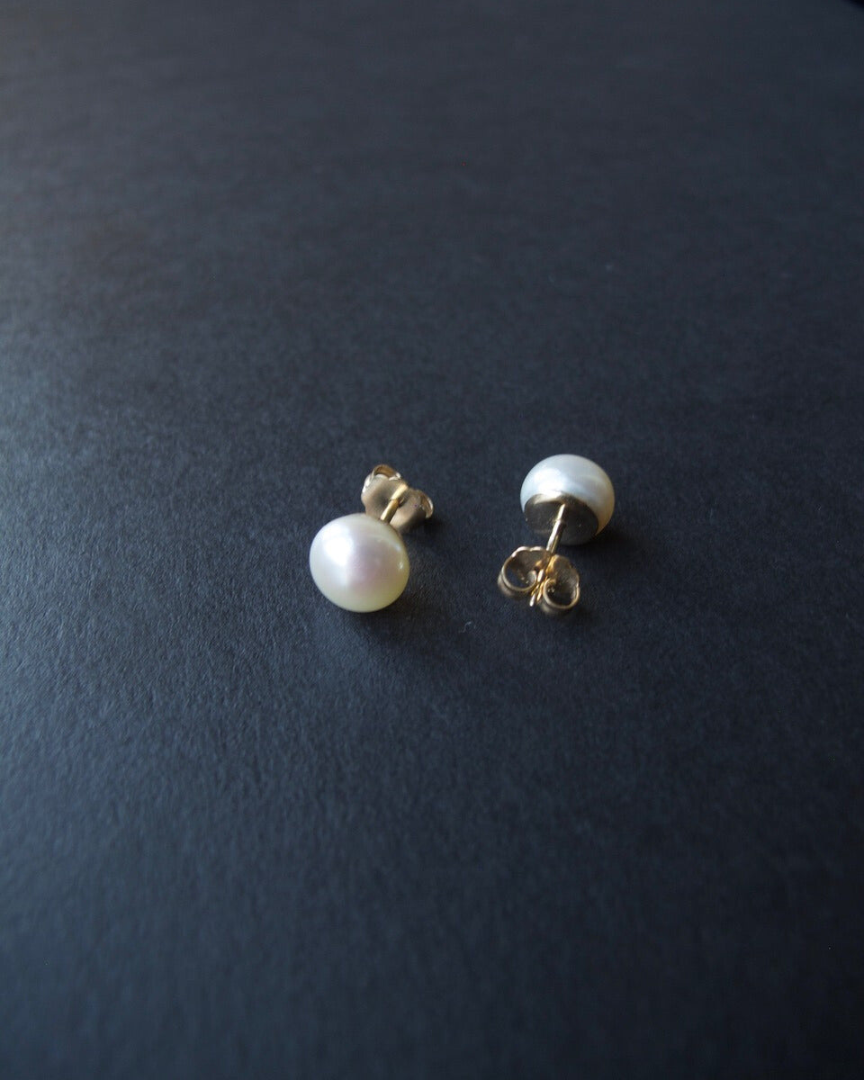 White Pearl and Gold Button Studs
