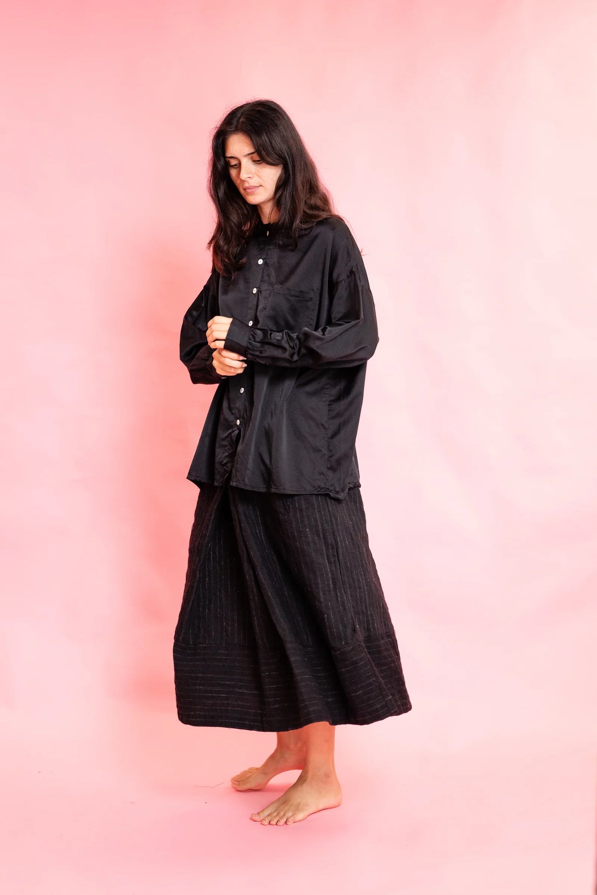 Button Thru Shirt in Anthracite