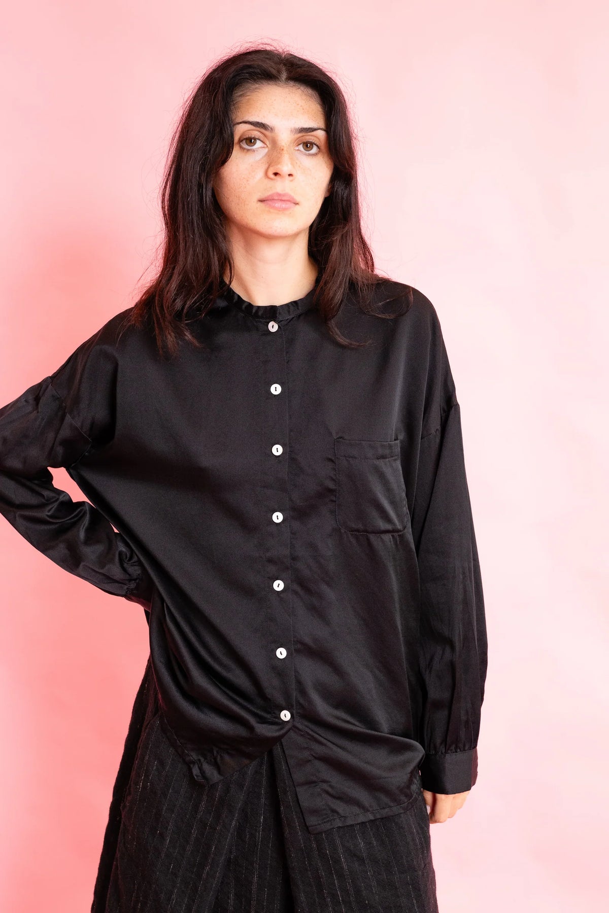 Button Thru Shirt in Anthracite