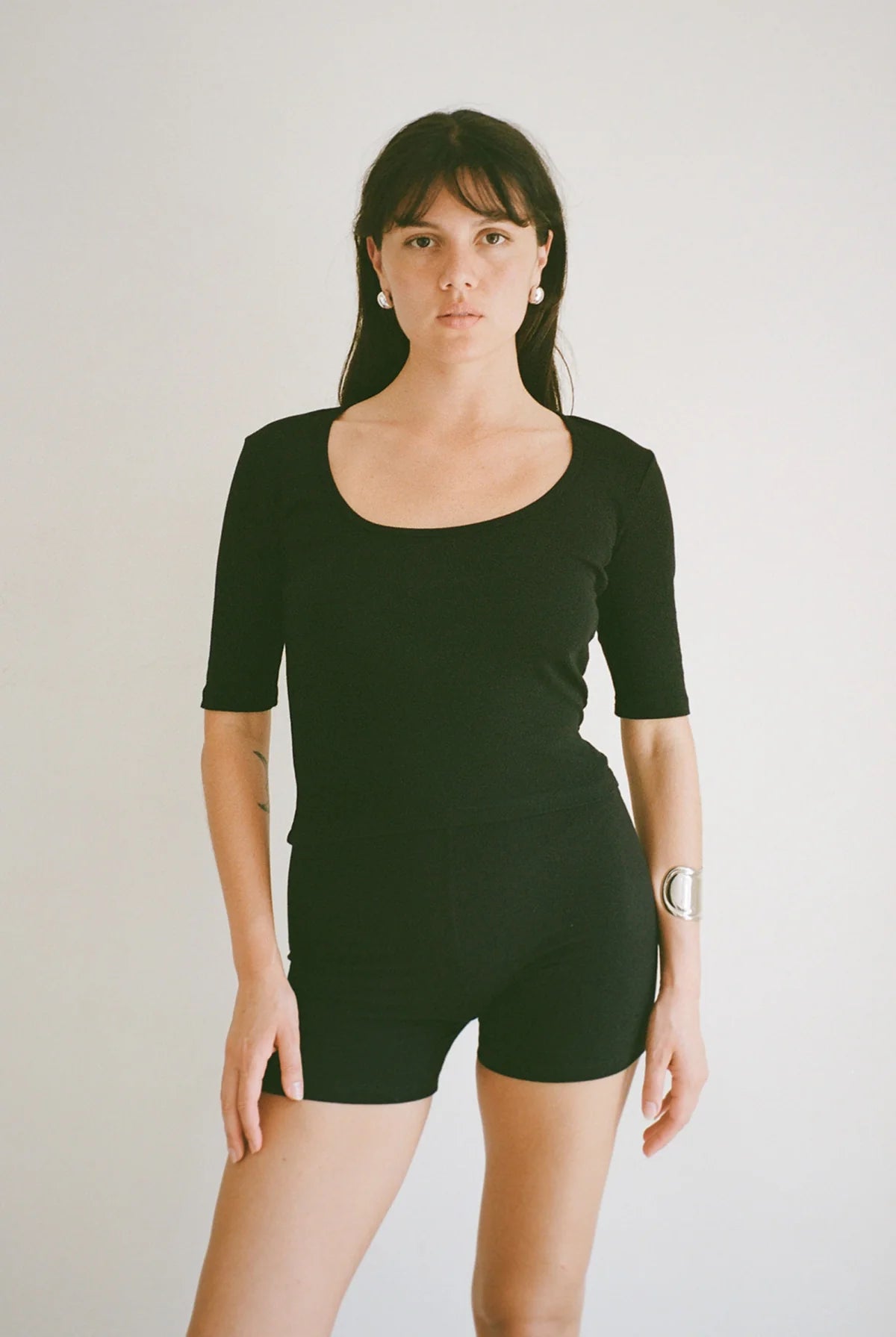 Celine Half-Sleeve Top in Black
