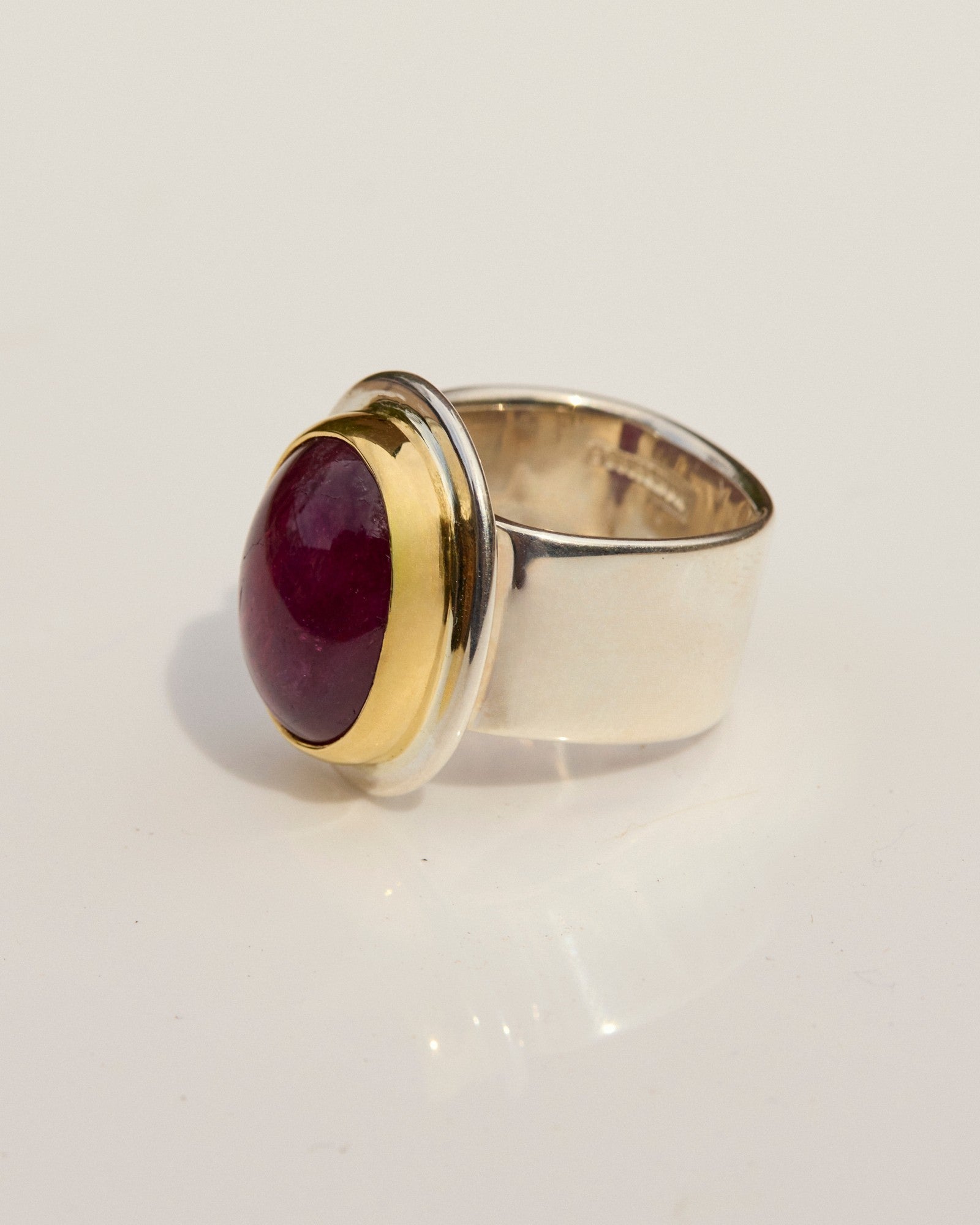 Rubellite Ring with 22k Gold & Sterling Silver