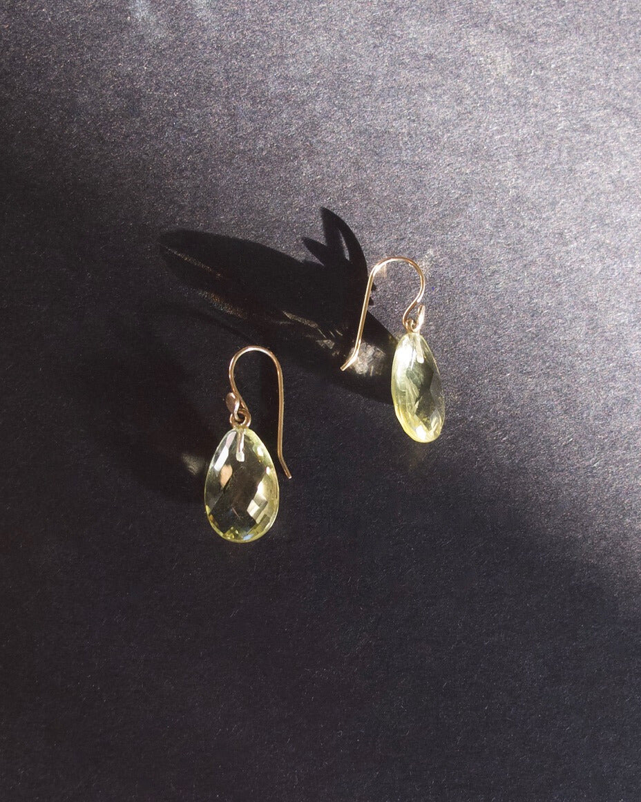 Faceted Lemon Quartz and Gold Earrings