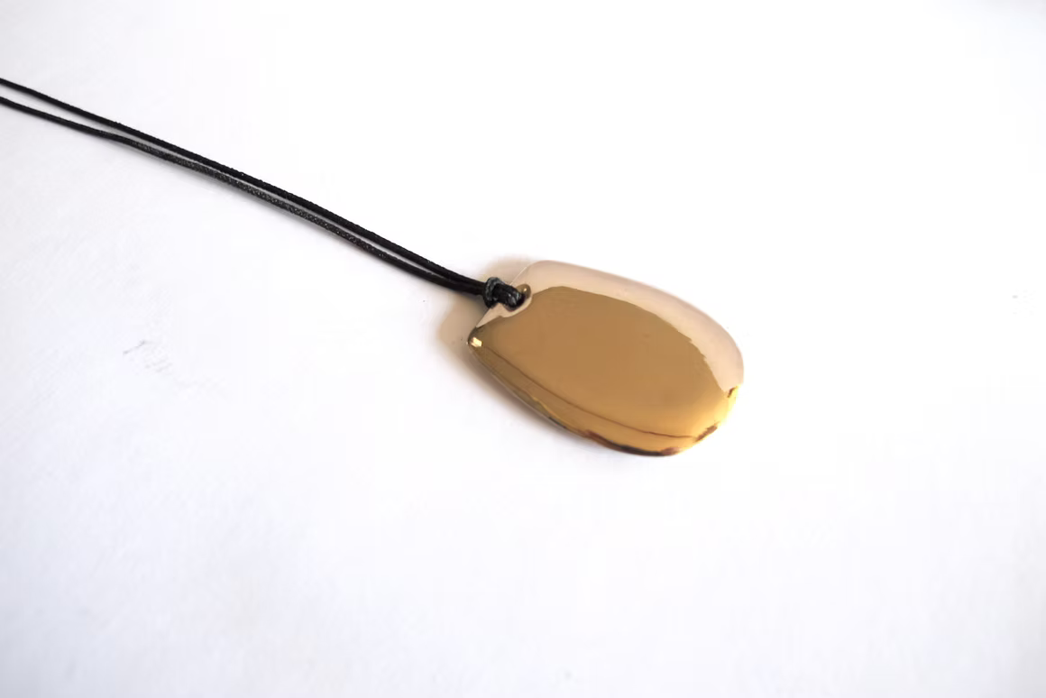 Brass and Nylon Tab Necklace