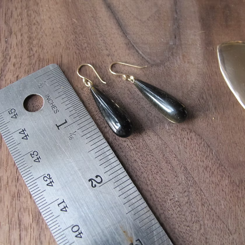 Golden Obsidian and Gold Earrings