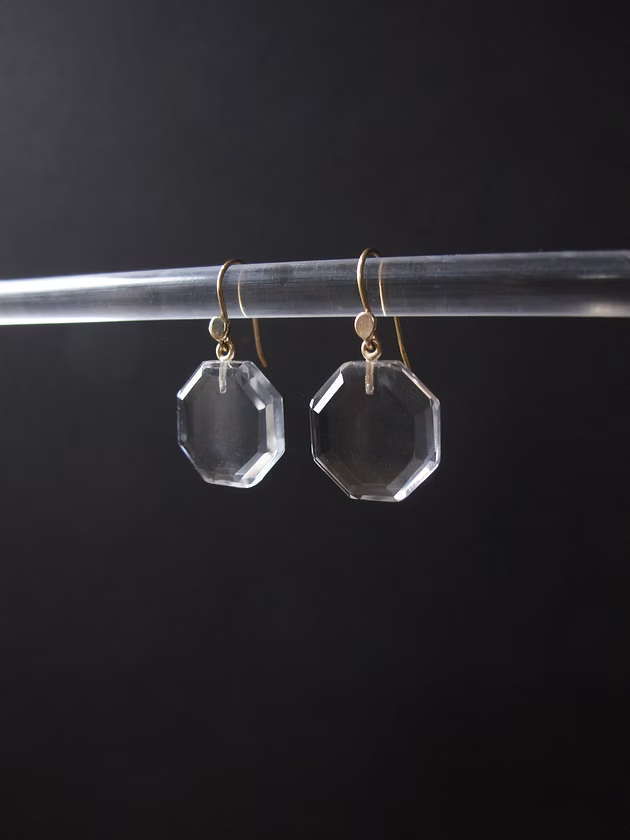 Clear Rock Crystal and Gold Earrings