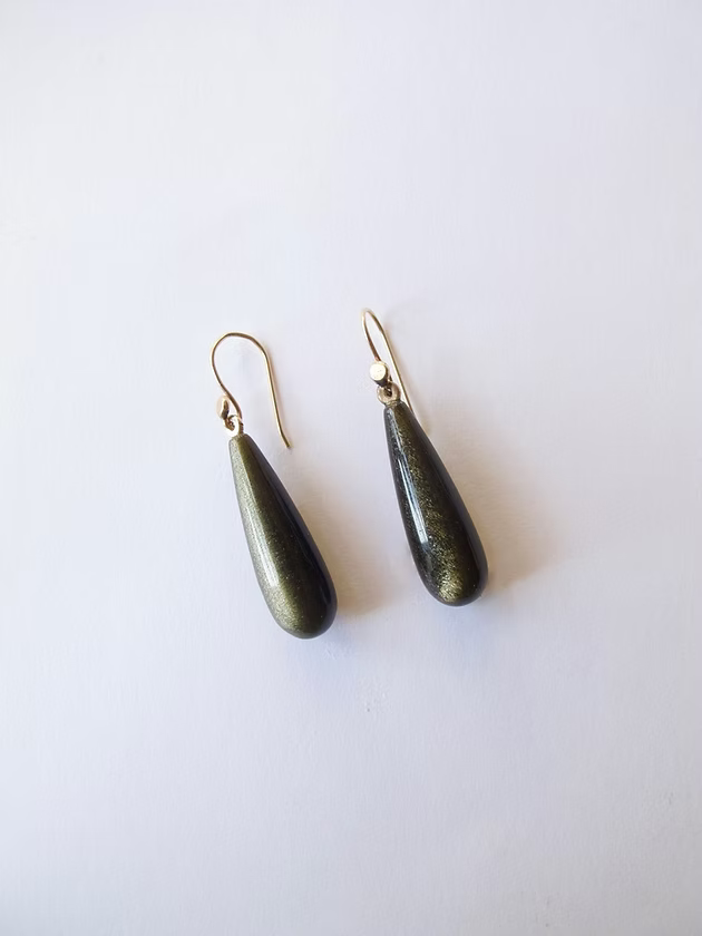 Golden Obsidian and Gold Earrings